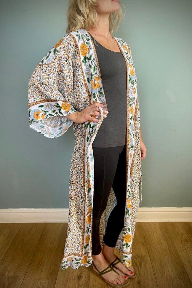Kimono Robe, Dressing Gown, Beach Cover Up, Loungewear, Boho Robe, Womens Dress image 6