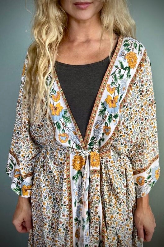 Kimono Robe, Dressing Gown, Beach Cover Up, Loungewear, Boho Robe, Womens Dress image 4