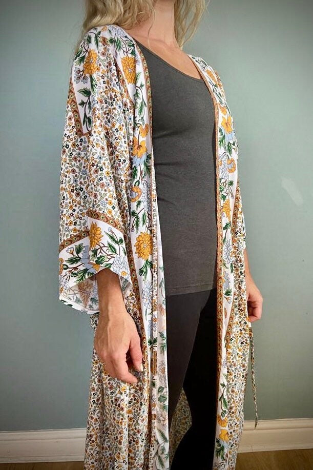 Kimono Robe, Dressing Gown, Beach Cover Up, Loungewear, Boho Robe, Womens Dress image 2