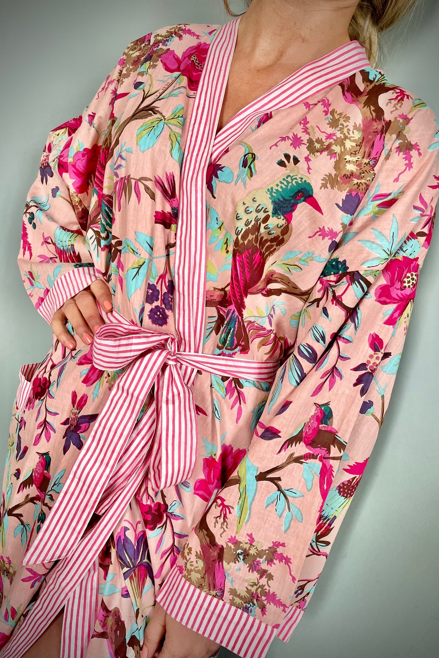 Kimono Robe, Dressing Gown Women, Brides Robe, Womens Dressing Gown, Cotton Dressing Gown, Plus Kimono, Pink Kimono Robe, Plus Size Robe