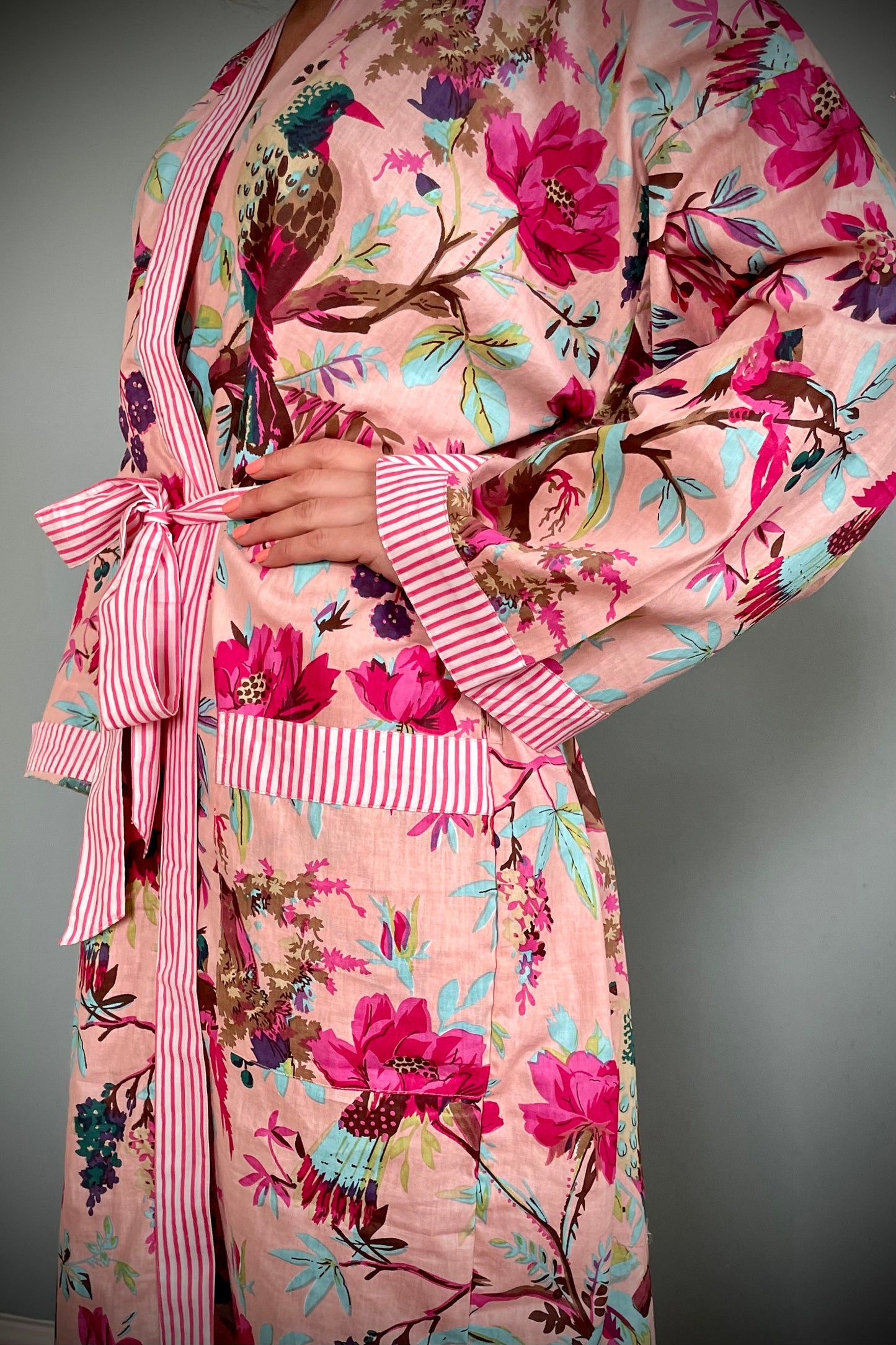 Kimono Robe, Dressing Gown Women, Brides Robe, Womens Dressing Gown, Cotton Dressing Gown, Plus Kimono, Pink Kimono Robe, Plus Size Robe