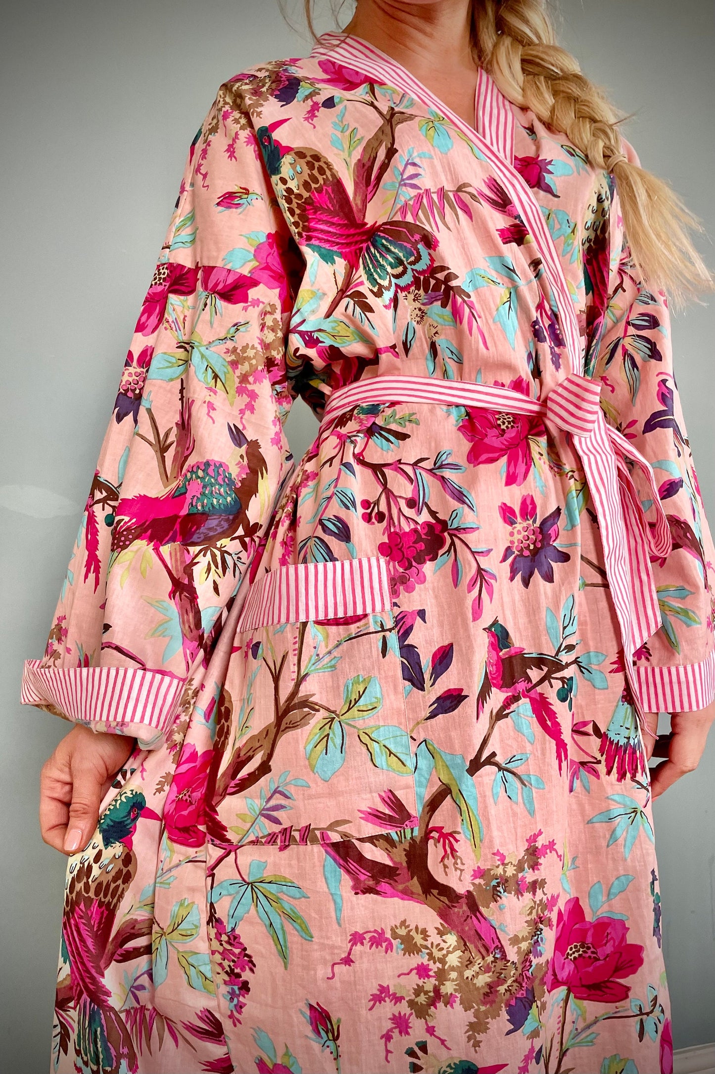 Kimono Robe, Dressing Gown Women, Brides Robe, Womens Dressing Gown, Cotton Dressing Gown, Plus Kimono, Pink Kimono Robe, Plus Size Robe