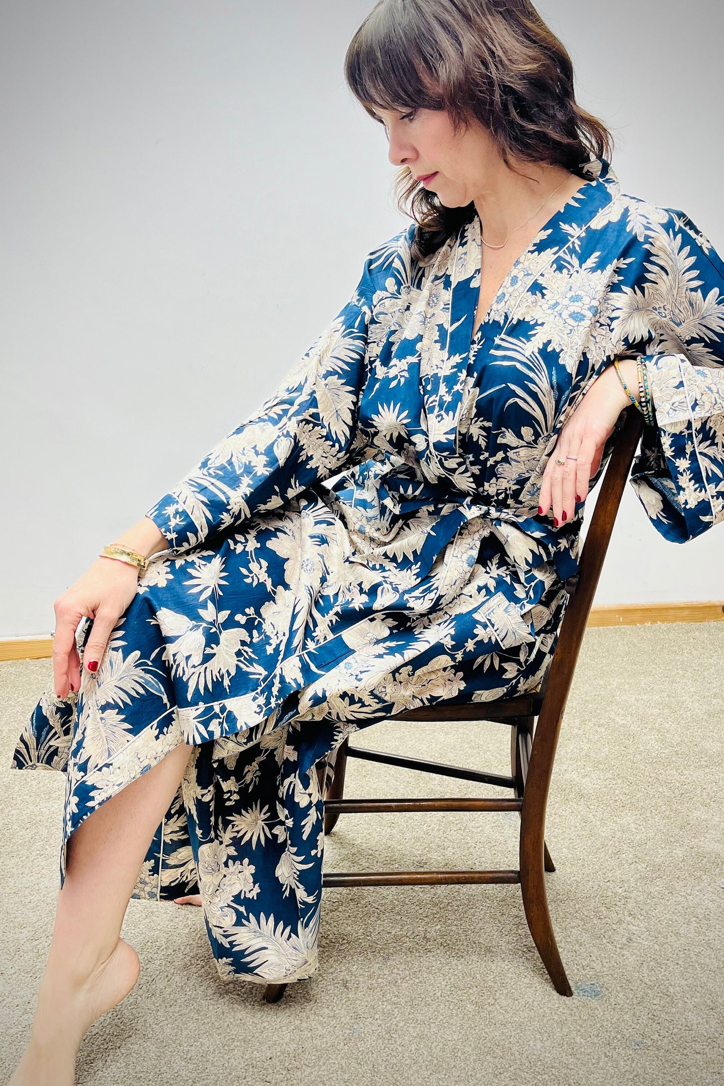 Kimono Robe, Dressing Gown Women, Brides Robe, Womens Dressing Gown, Cotton Dressing Gown, Plus Kimono, Blue Kimono Robe, Plus Size Robe