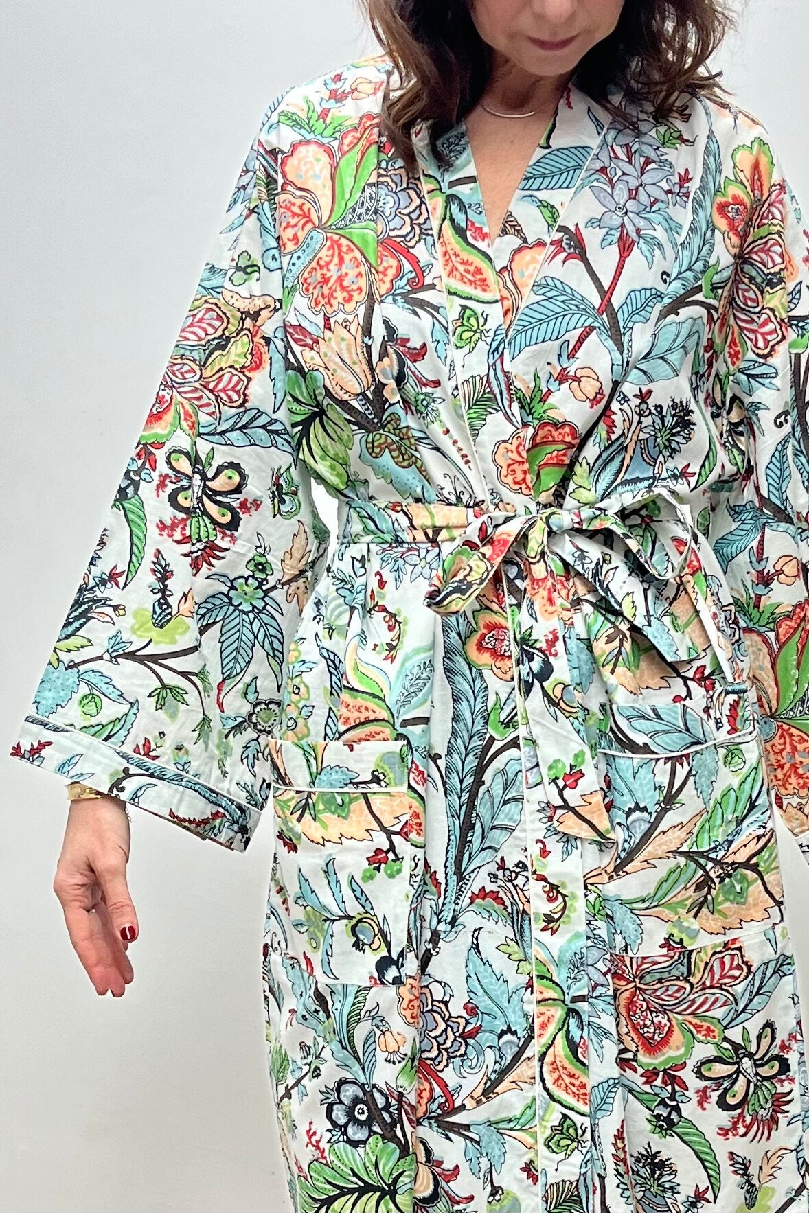 Kimono Robe, Dressing Gown Women, Brides Robe, Womens Dressing Gown, Cotton Dressing Gown, Plus Kimono, Blue Kimono Robe, Plus Size Robe