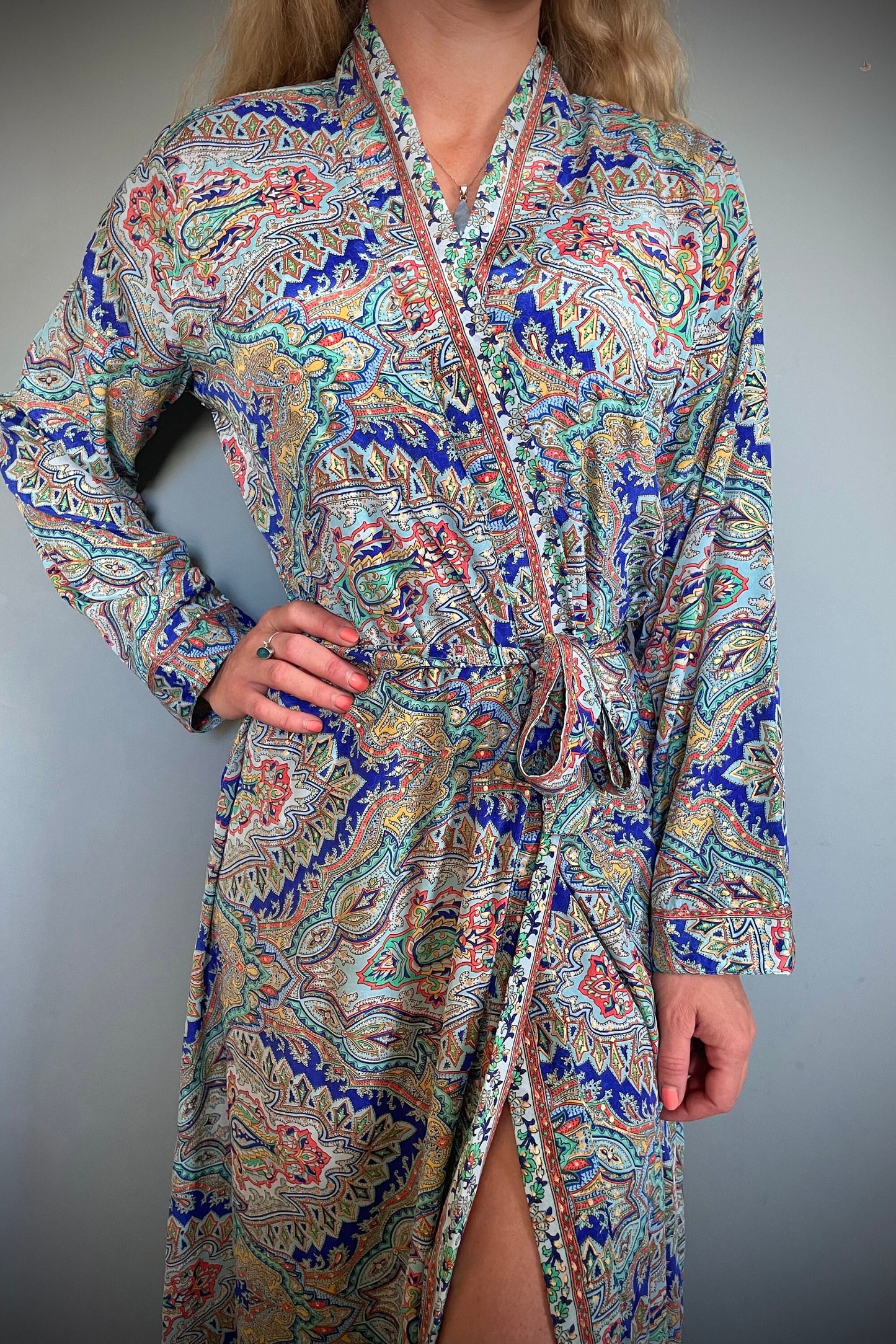 Kimono Robe, Silk Dressing Gown, Silk Robe, Bridesmaid Robe, Womens Dressing Gown, Dressing Gown, Summer Robe, Blue Shimmer
