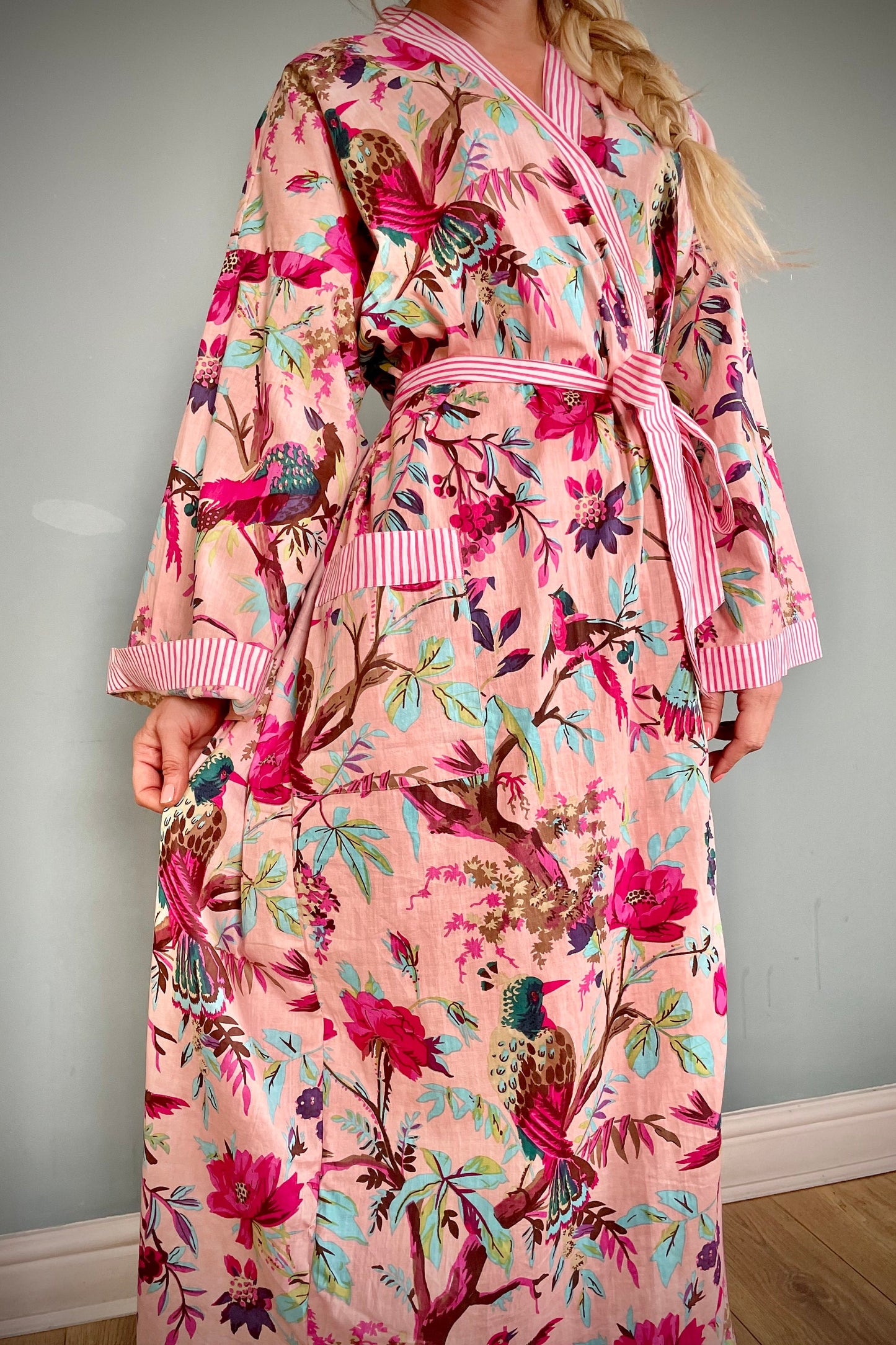 Kimono Robe, Dressing Gown Women, Brides Robe, Womens Dressing Gown, Cotton Dressing Gown, Plus Kimono, Pink Kimono Robe, Plus Size Robe