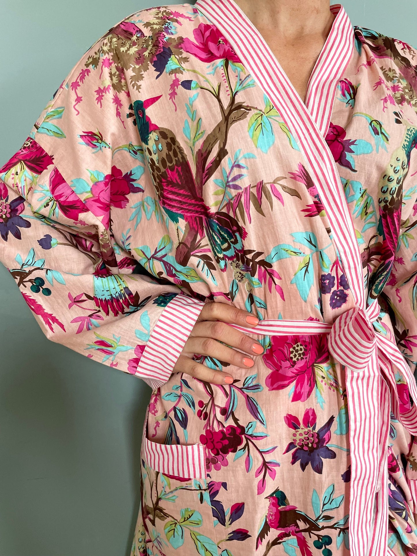Kimono Robe, Dressing Gown Women, Brides Robe, Womens Dressing Gown, Cotton Dressing Gown, Plus Kimono, Pink Kimono Robe, Plus Size Robe