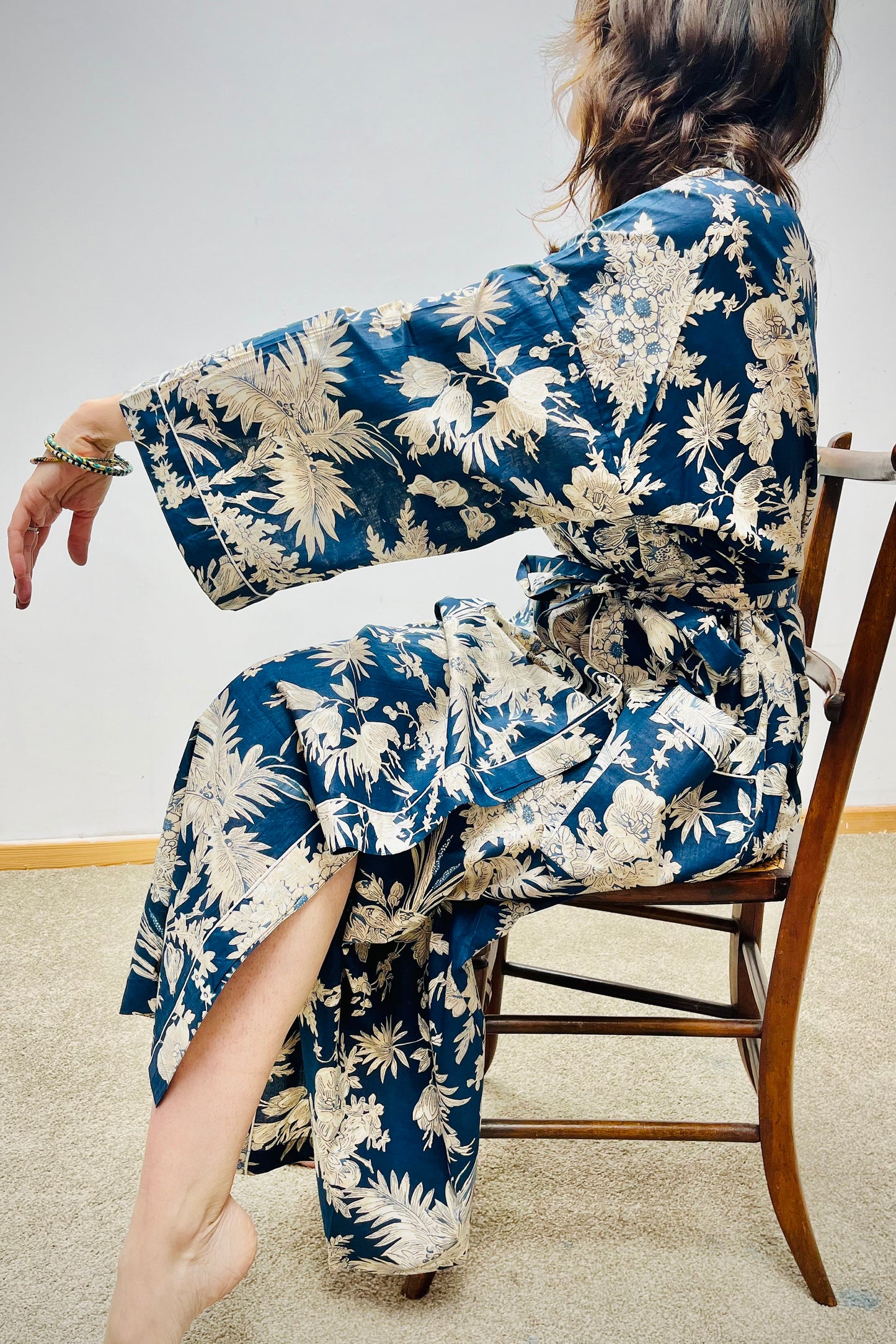 Kimono Robe, Dressing Gown Women, Brides Robe, Womens Dressing Gown, Cotton Dressing Gown, Plus Kimono, Blue Kimono Robe, Plus Size Robe
