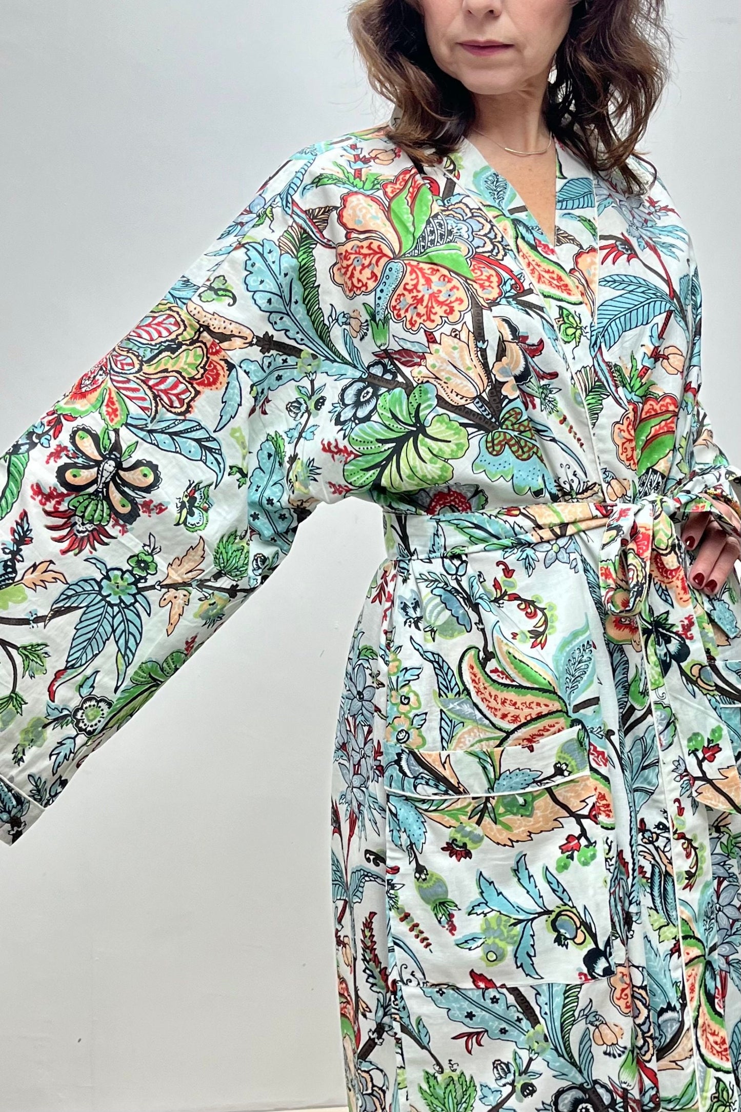 Kimono Robe, Dressing Gown Women, Brides Robe, Womens Dressing Gown, Cotton Dressing Gown, Plus Kimono, Blue Kimono Robe, Plus Size Robe