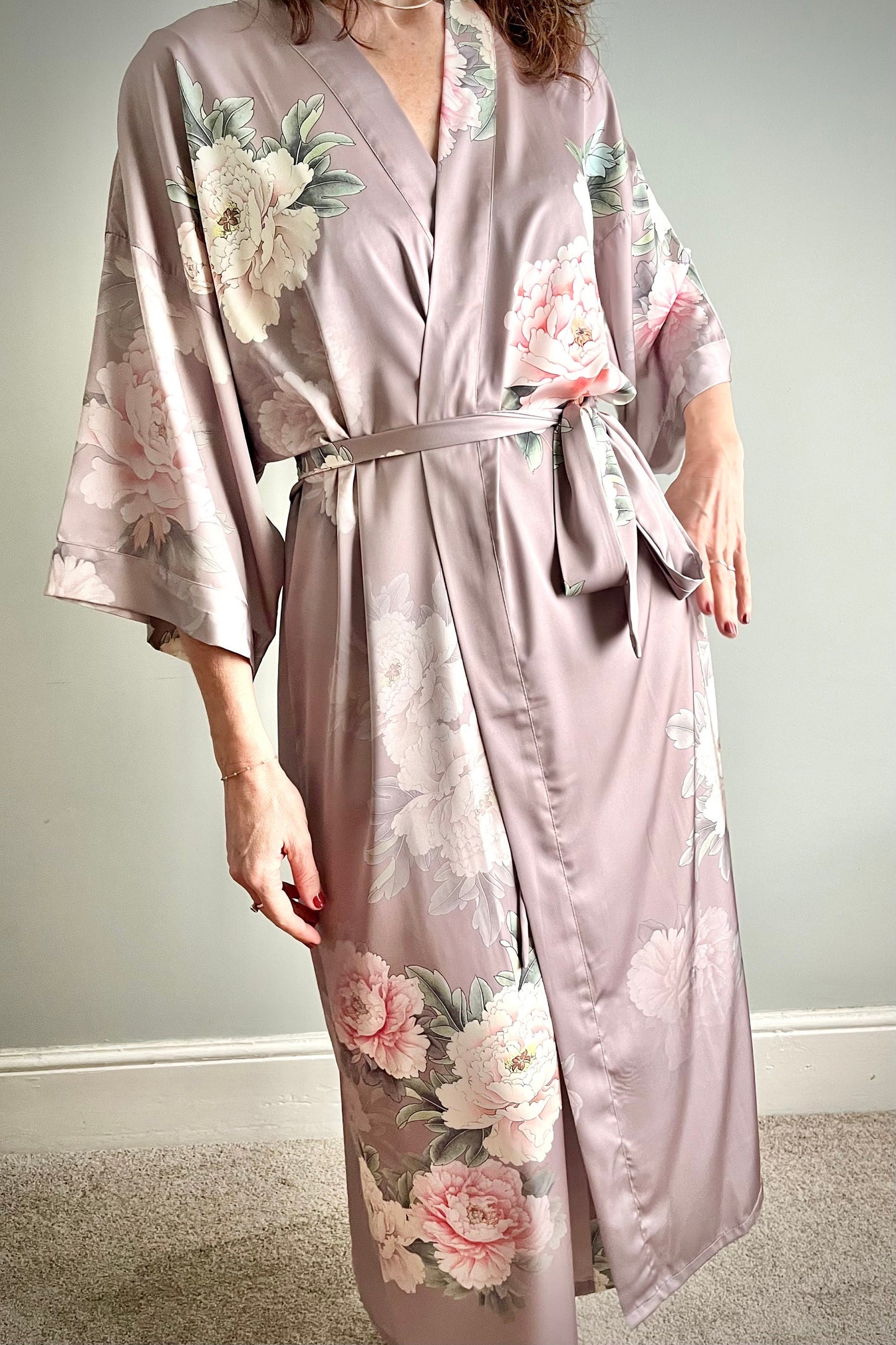 Kimono Robe, Dressing Gown, Luxury Wedding Robe, Bridesmaid Robe, Womens Dressing Gown, Dressing Gown, Summer Robe, Dusky Pink Rose