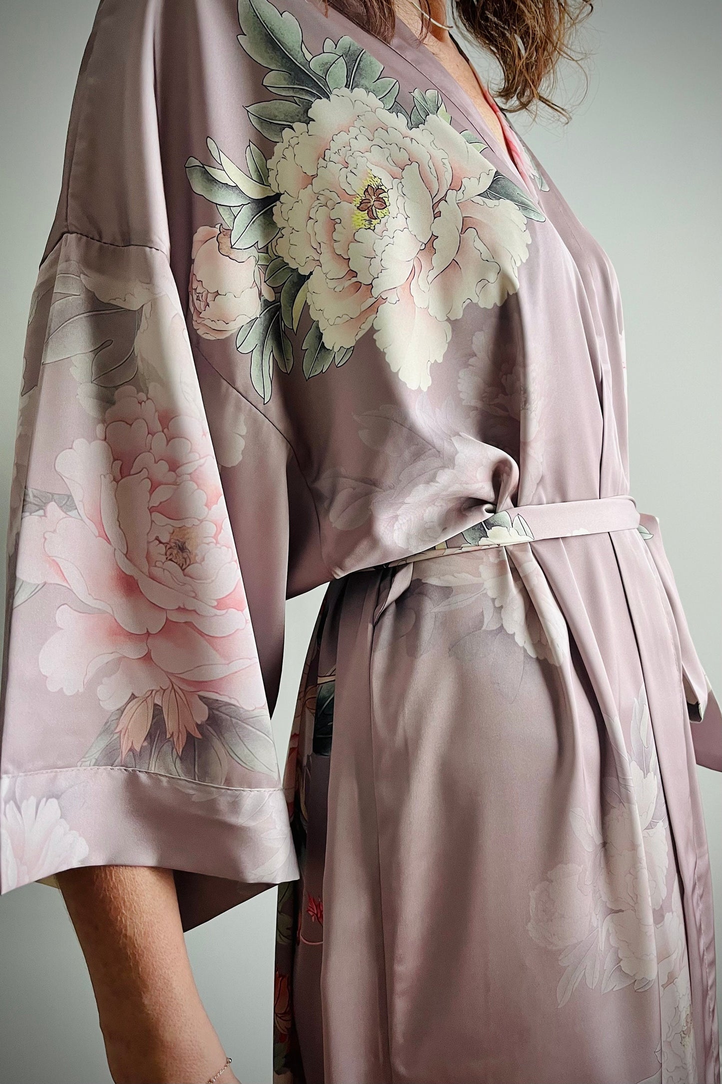 Kimono Robe, Dressing Gown, Luxury Wedding Robe, Bridesmaid Robe, Womens Dressing Gown, Dressing Gown, Summer Robe, Dusky Pink Rose