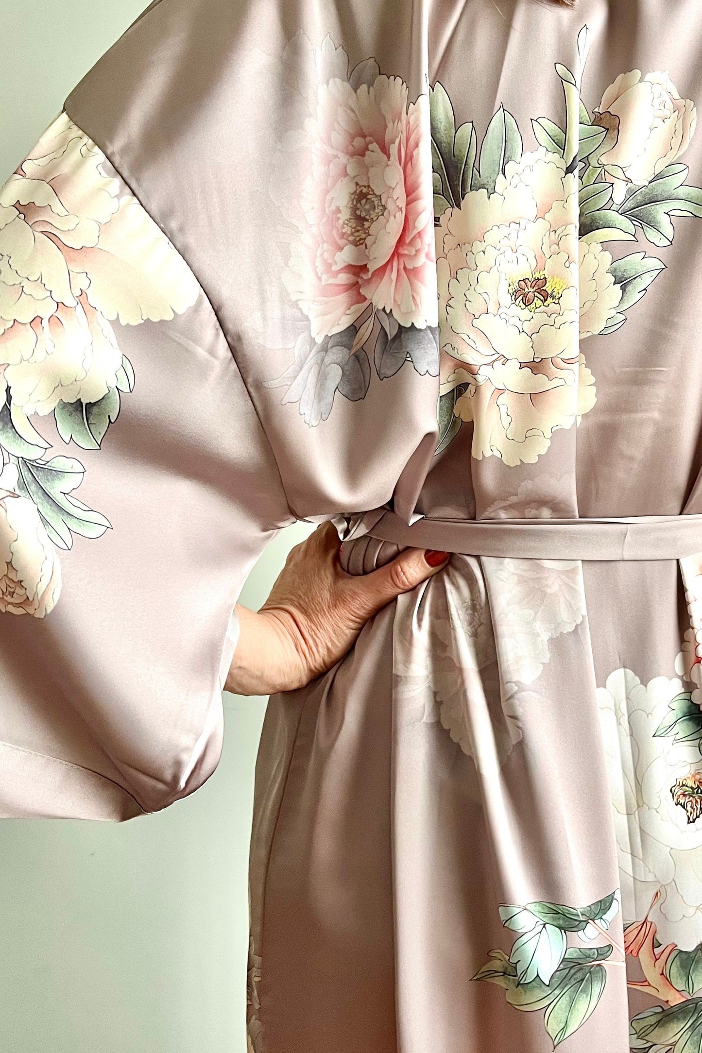 Kimono Robe, Dressing Gown, Luxury Wedding Robe, Bridesmaid Robe, Womens Dressing Gown, Dressing Gown, Summer Robe, Dusky Pink Rose