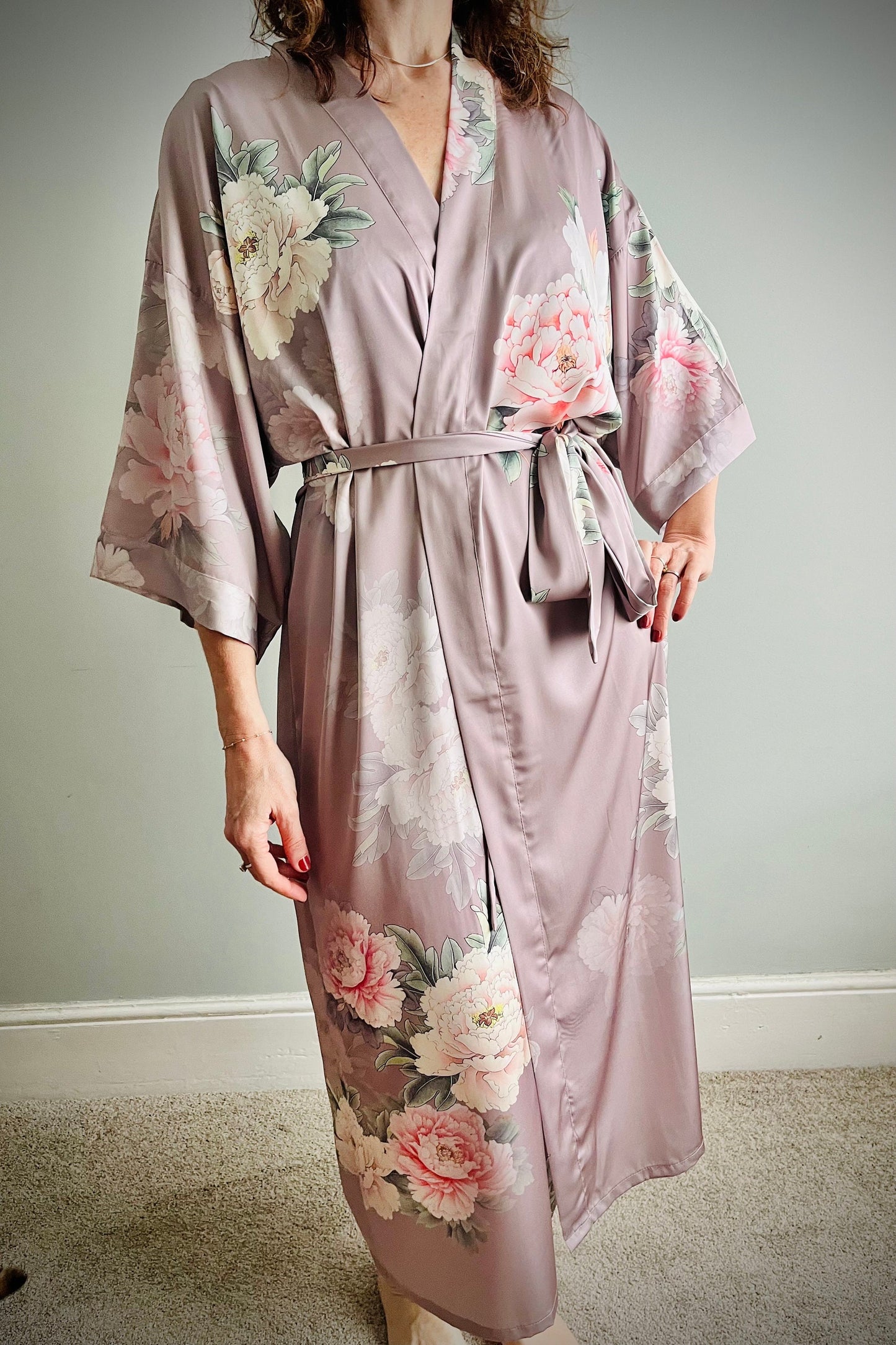 Kimono Robe, Dressing Gown, Luxury Wedding Robe, Bridesmaid Robe, Womens Dressing Gown, Dressing Gown, Summer Robe, Dusky Pink Rose