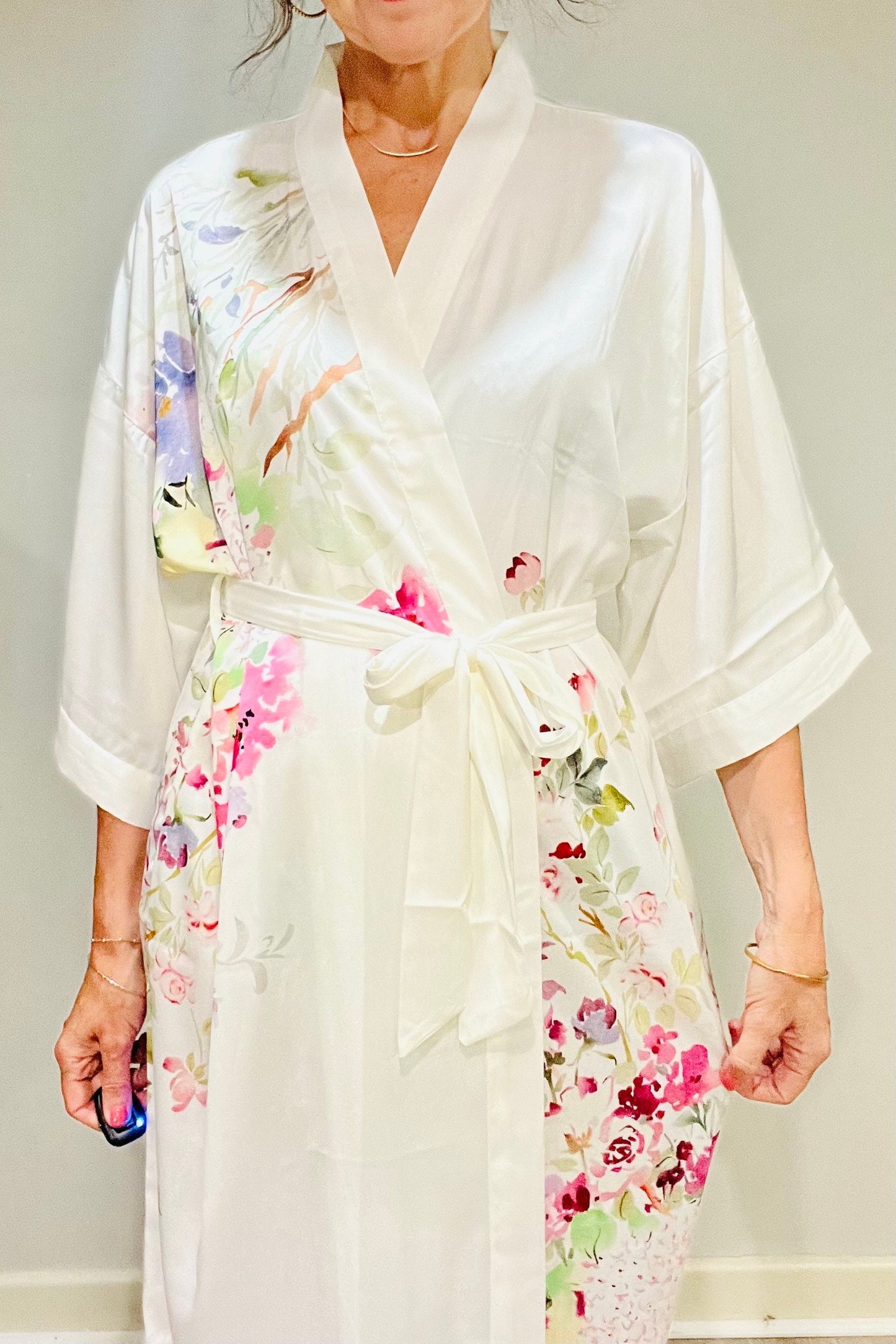 Kimono Robe, Japanese Dressing Gown, Luxury Satin Robe, Bridesmaid Robe, Womens Dressing Gown, Dressing Gown, Summer Robe, Plus Kimono,