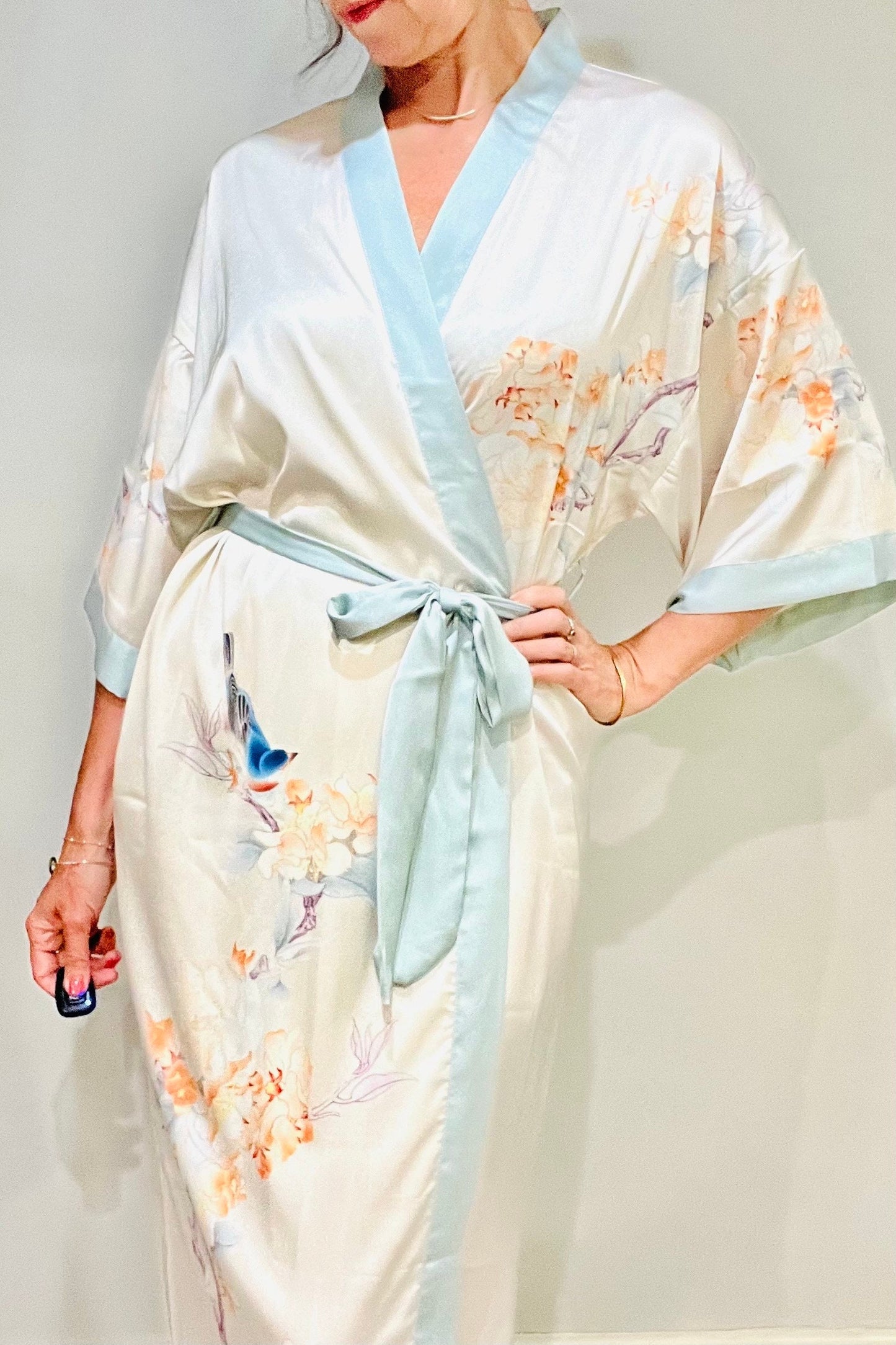 Kimono Robe, Japanese Dressing Gown, Luxury Satin Robe, Bridesmaid Robe, Womens Dressing Gown, Dressing Gown, Summer Robe, Plus Kimono,