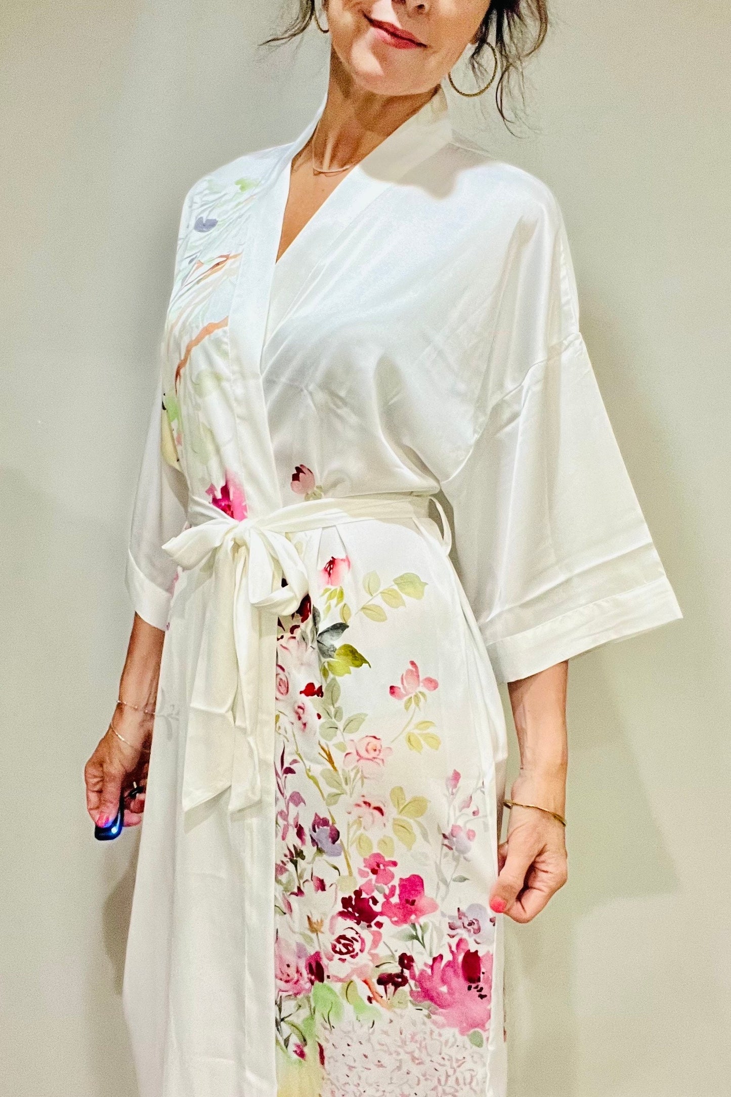 Kimono Robe, Japanese Dressing Gown, Luxury Satin Robe, Bridesmaid Robe, Womens Dressing Gown, Dressing Gown, Summer Robe, Plus Kimono,