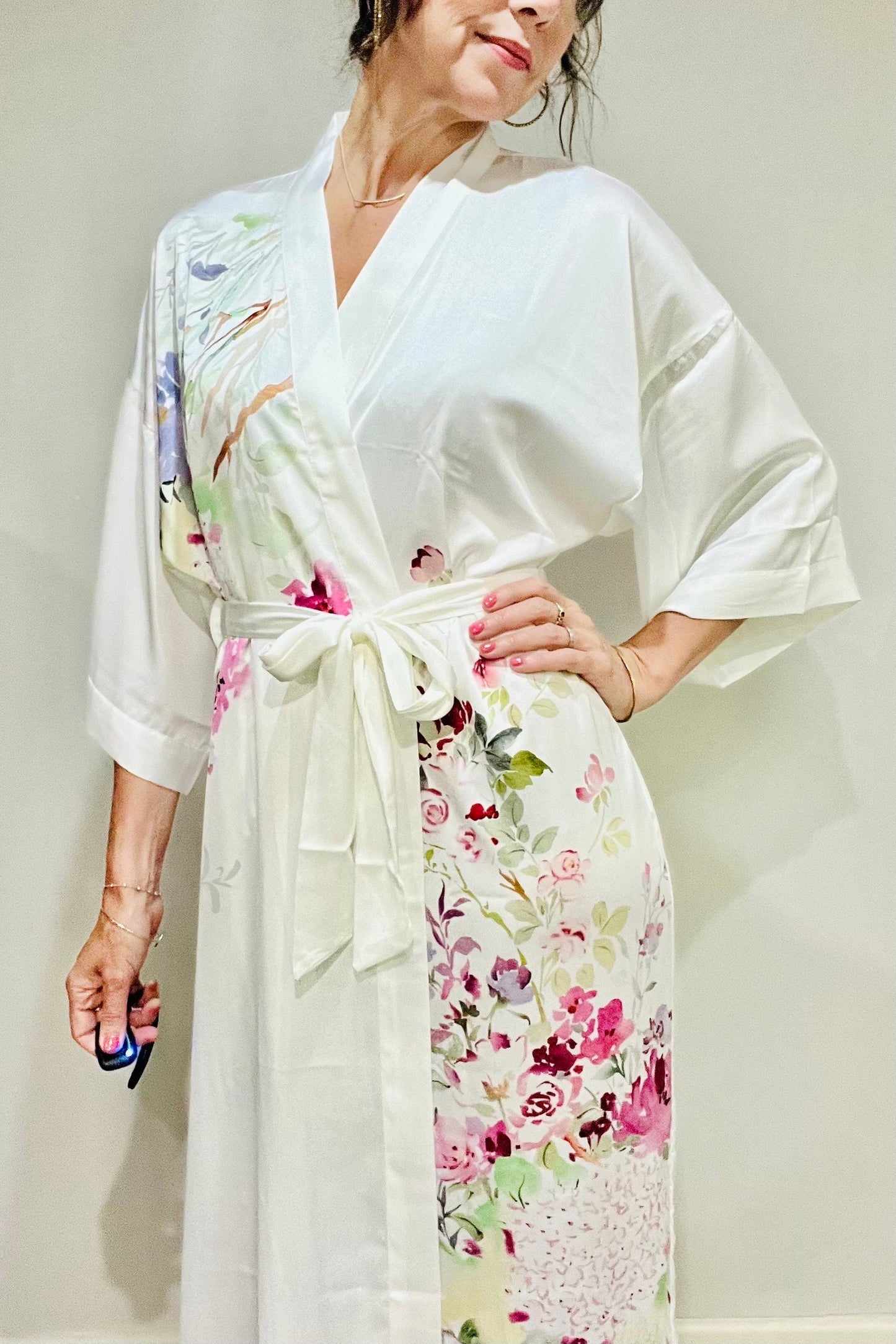 Kimono Robe, Japanese Dressing Gown, Luxury Satin Robe, Bridesmaid Robe, Womens Dressing Gown, Dressing Gown, Summer Robe, Plus Kimono,