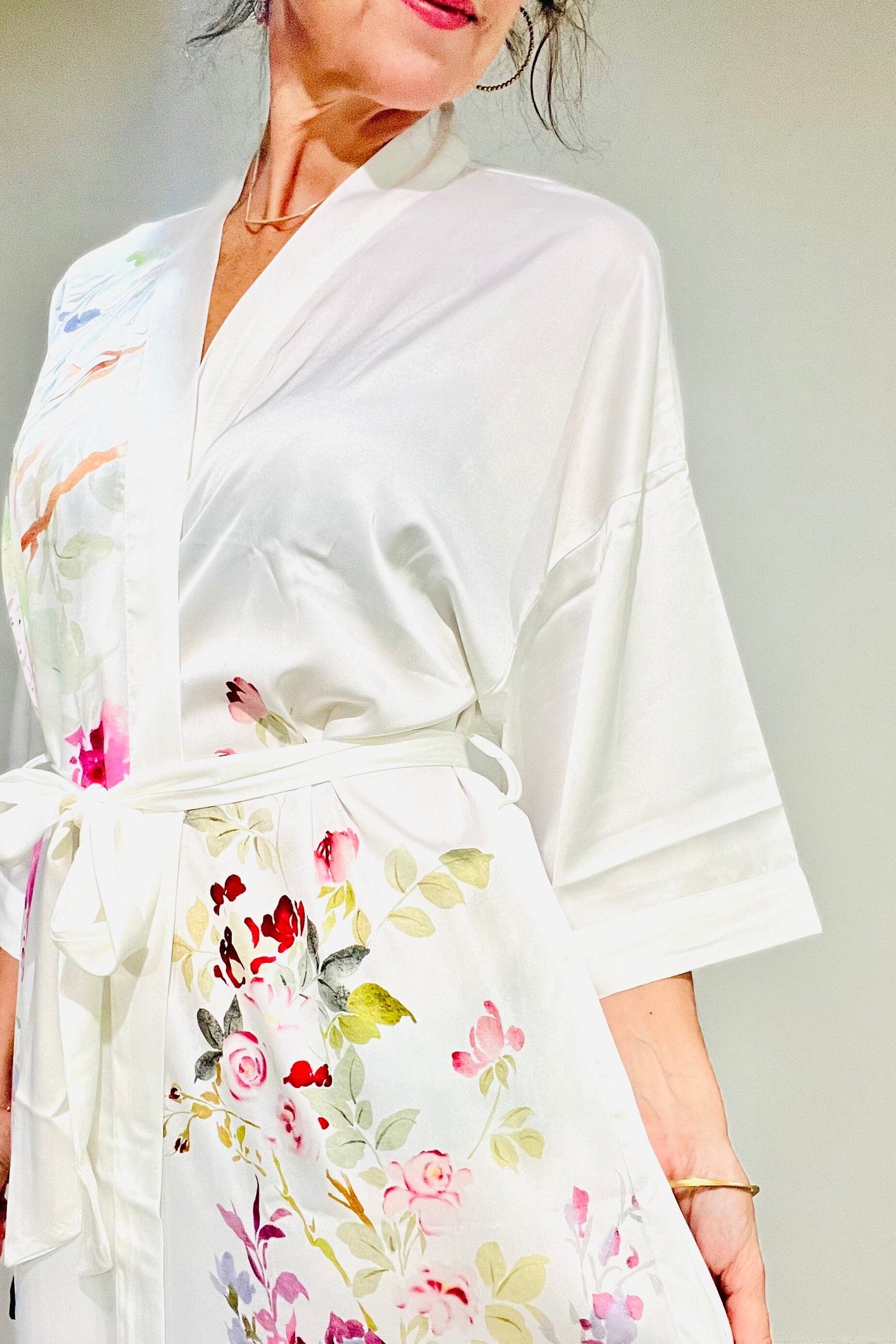 Kimono Robe, Japanese Dressing Gown, Luxury Satin Robe, Bridesmaid Robe, Womens Dressing Gown, Dressing Gown, Summer Robe, Plus Kimono,