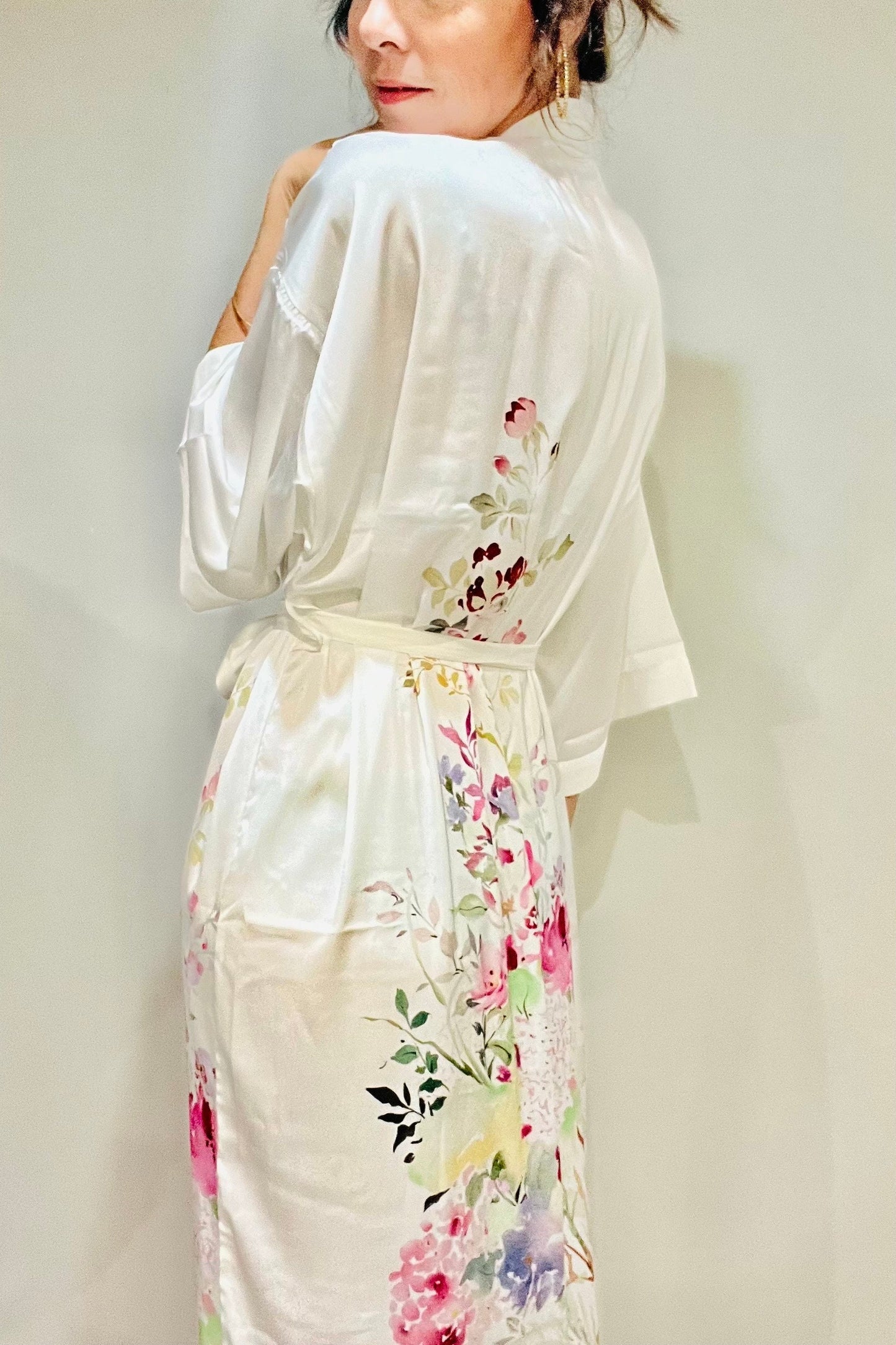 Kimono Robe, Japanese Dressing Gown, Luxury Satin Robe, Bridesmaid Robe, Womens Dressing Gown, Dressing Gown, Summer Robe, Plus Kimono,