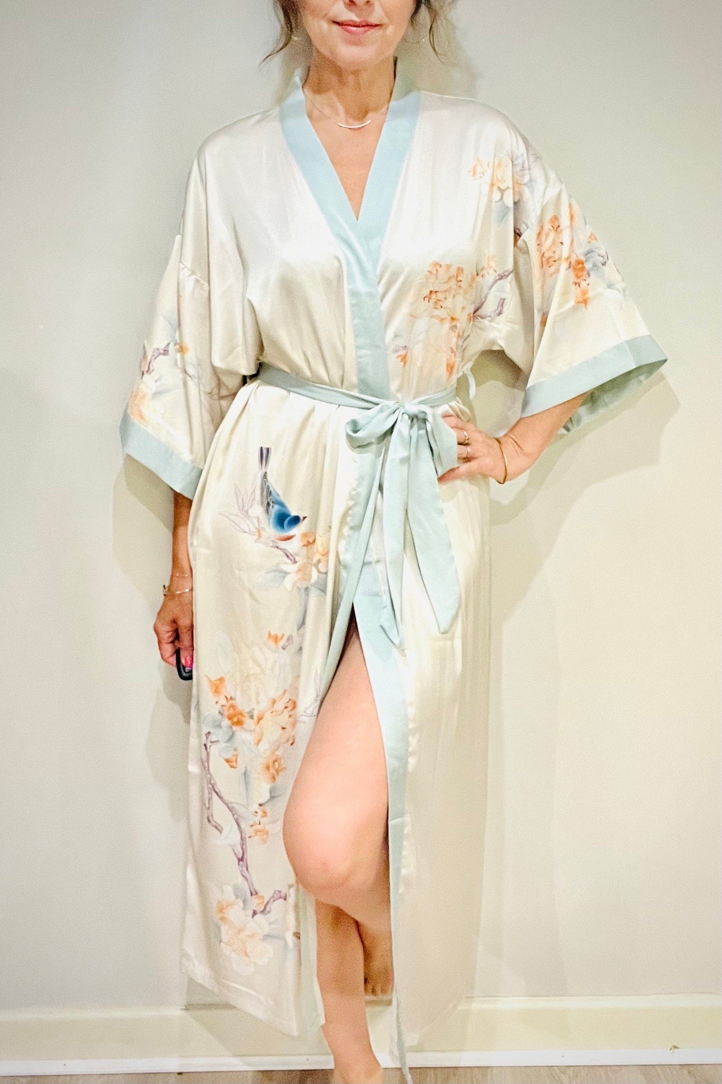 Kimono Robe, Japanese Dressing Gown, Luxury Satin Robe, Bridesmaid Robe, Womens Dressing Gown, Dressing Gown, Summer Robe, Plus Kimono,
