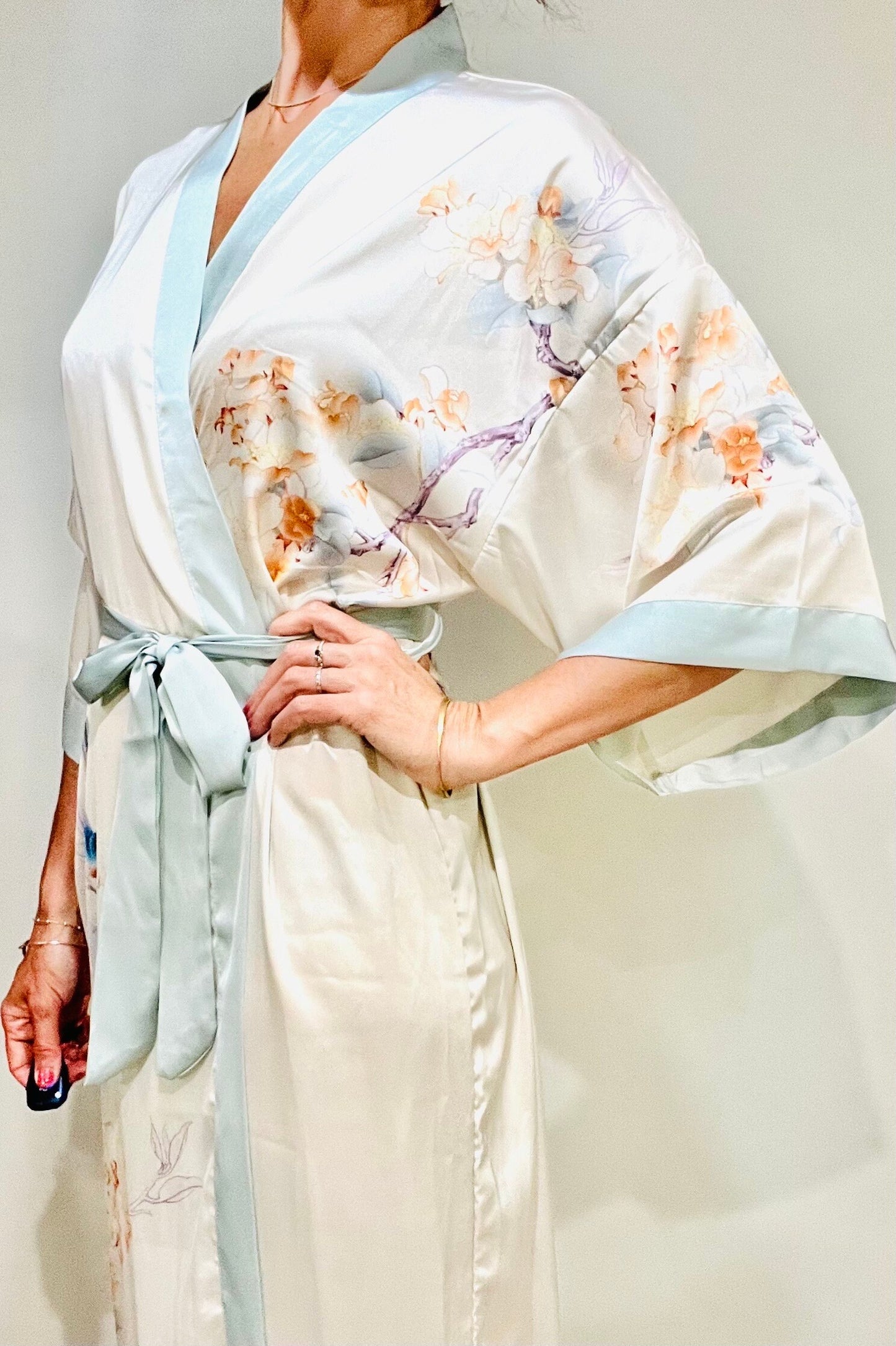 Kimono Robe, Japanese Dressing Gown, Luxury Satin Robe, Bridesmaid Robe, Womens Dressing Gown, Dressing Gown, Summer Robe, Plus Kimono,