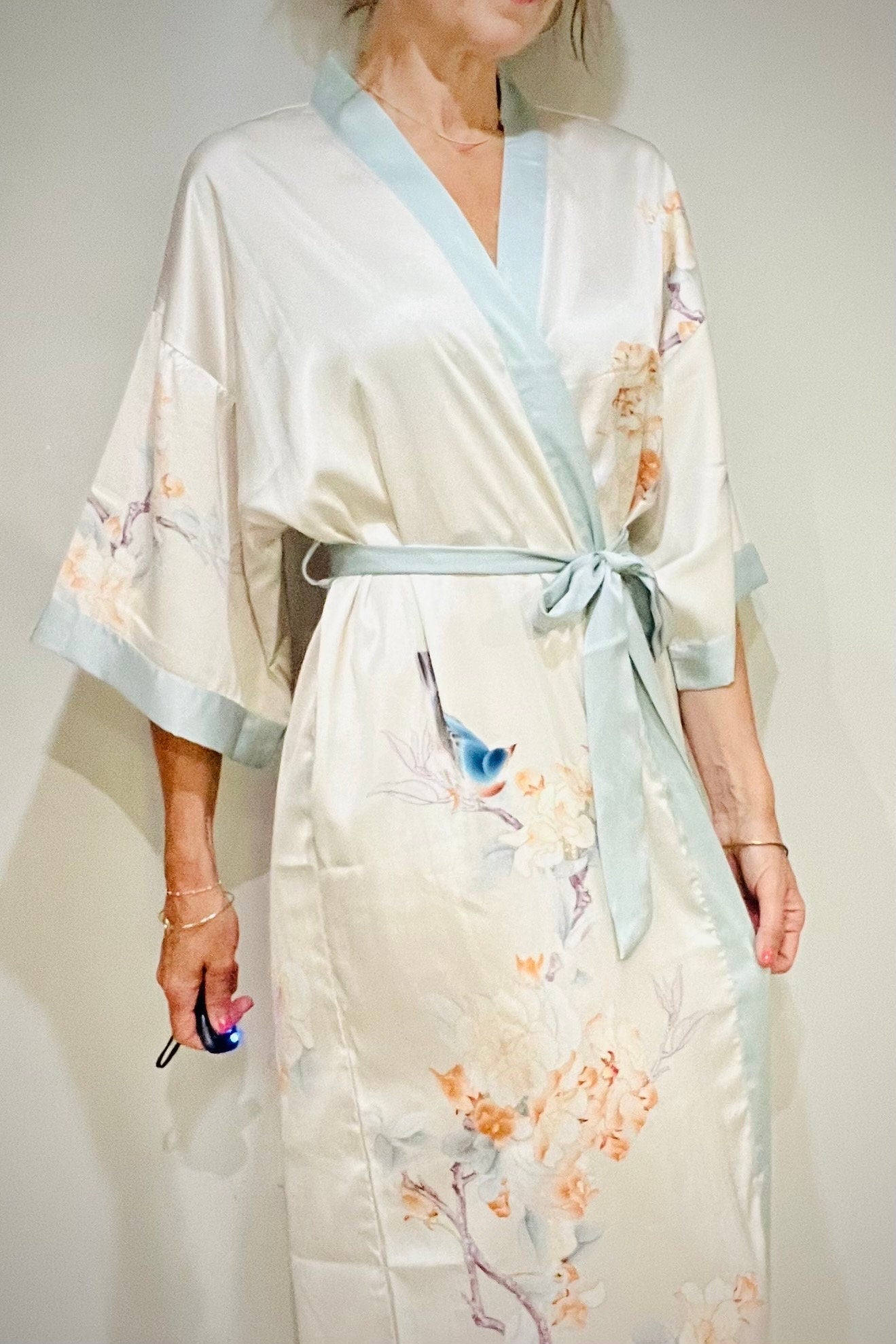 Kimono Robe, Japanese Dressing Gown, Luxury Satin Robe, Bridesmaid Robe, Womens Dressing Gown, Dressing Gown, Summer Robe, Plus Kimono,
