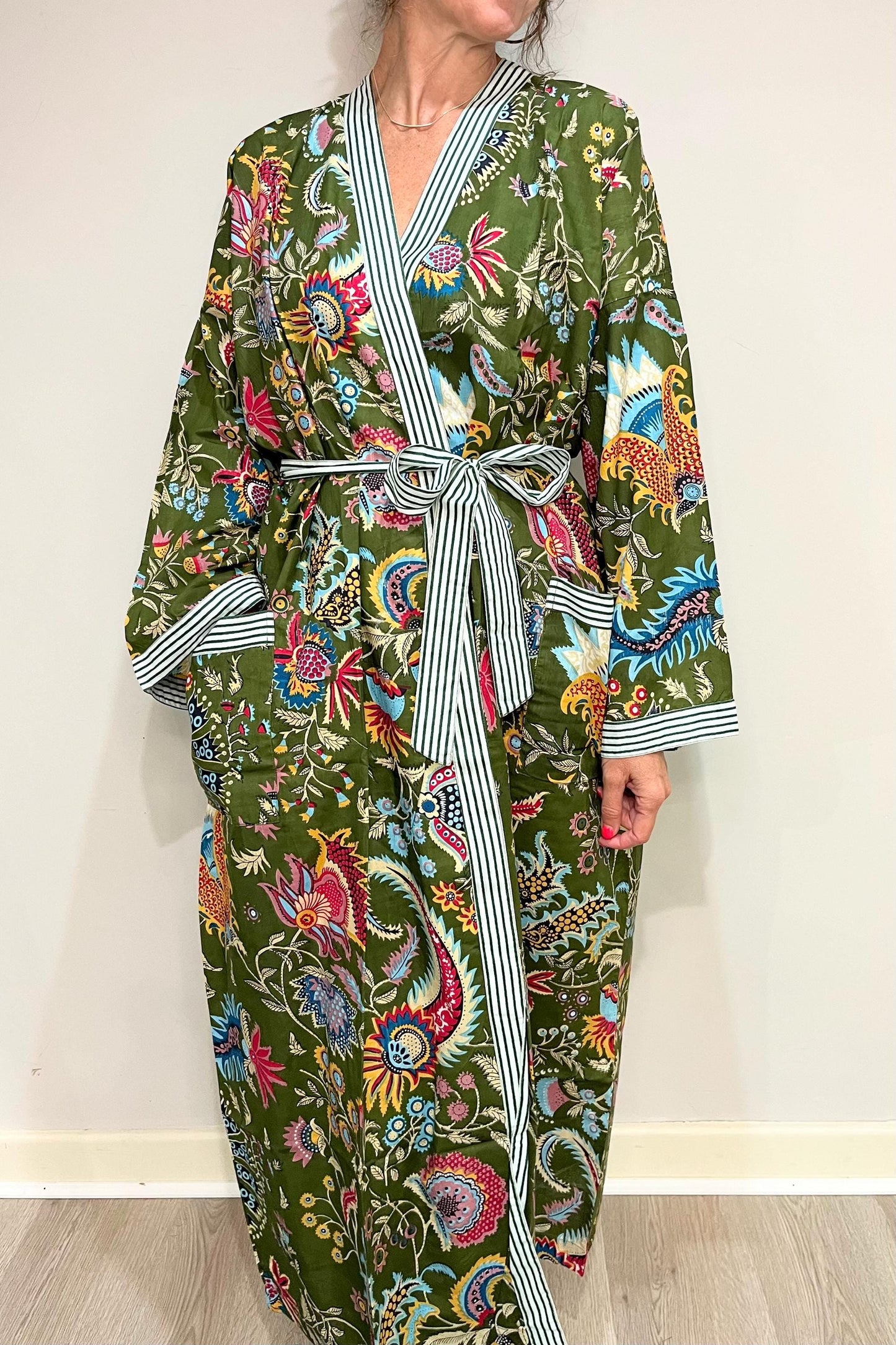 Kimono Robe, Dressing Gown Women, Brides Robe, Womens Dressing Gown, Cotton Dressing Gown, Plus Kimono, Green Kimono Robe, Plus Size Robe