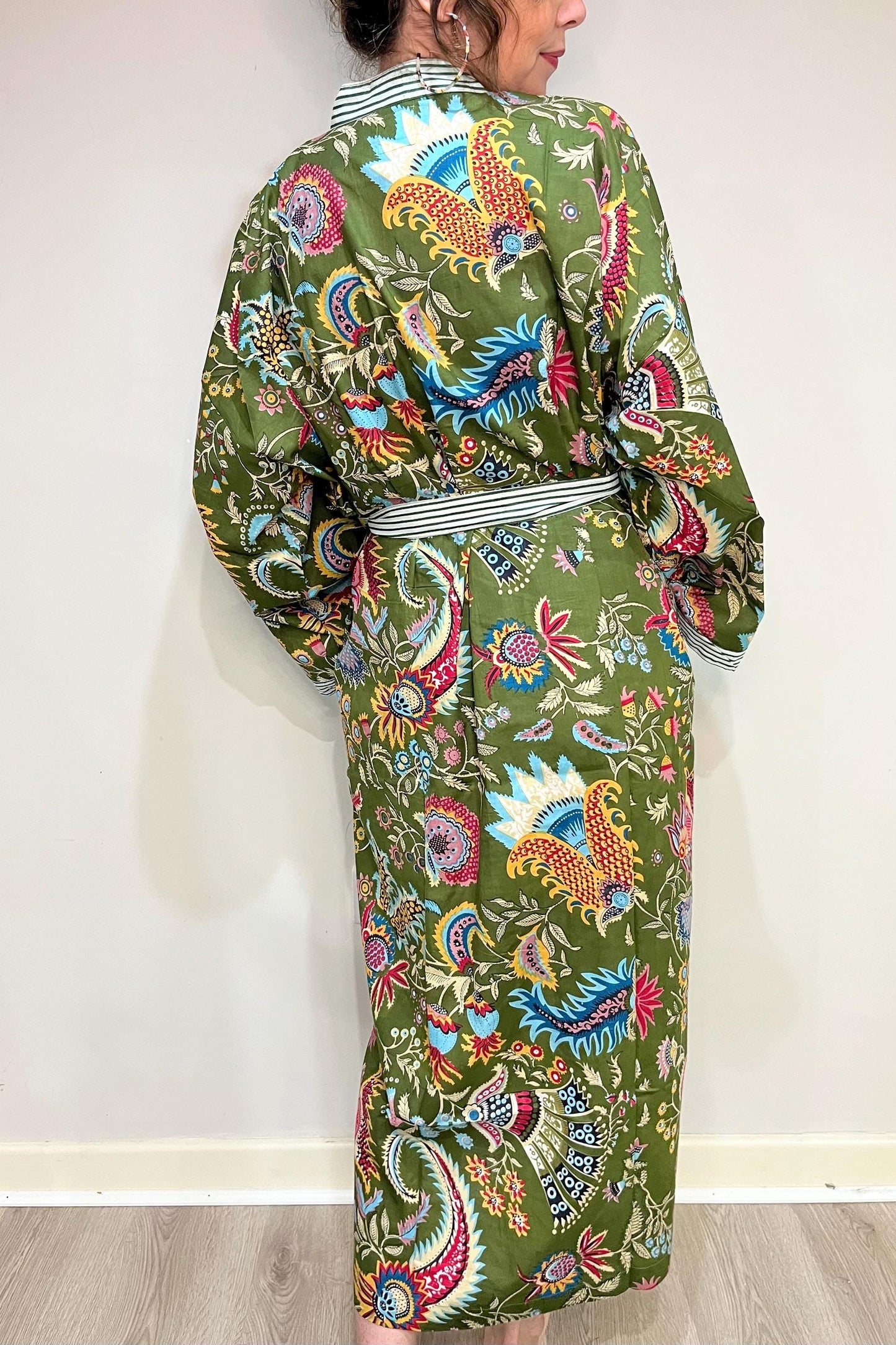 Kimono Robe, Dressing Gown Women, Brides Robe, Womens Dressing Gown, Cotton Dressing Gown, Plus Kimono, Green Kimono Robe, Plus Size Robe