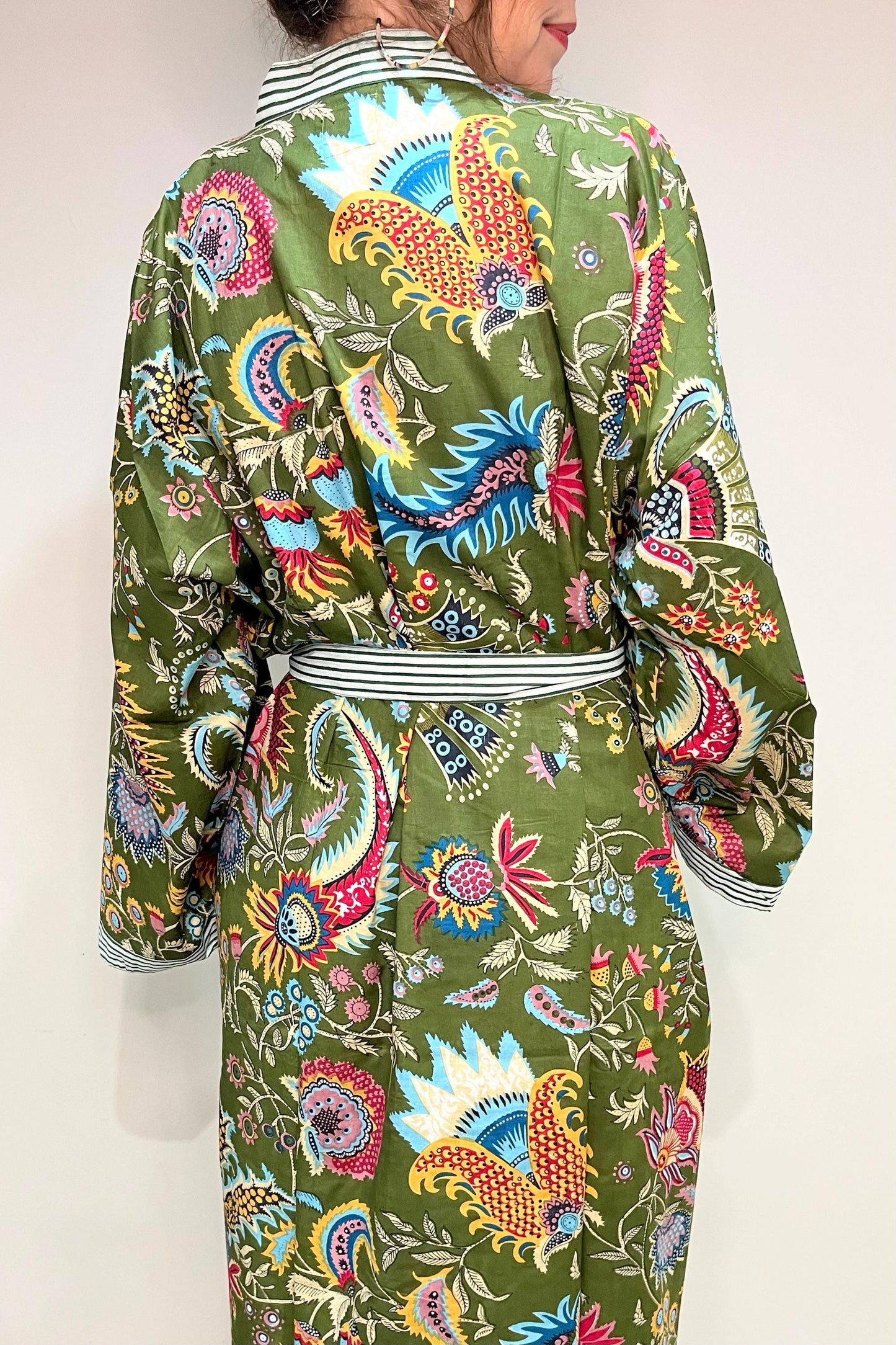 Kimono Robe, Dressing Gown Women, Brides Robe, Womens Dressing Gown, Cotton Dressing Gown, Plus Kimono, Green Kimono Robe, Plus Size Robe