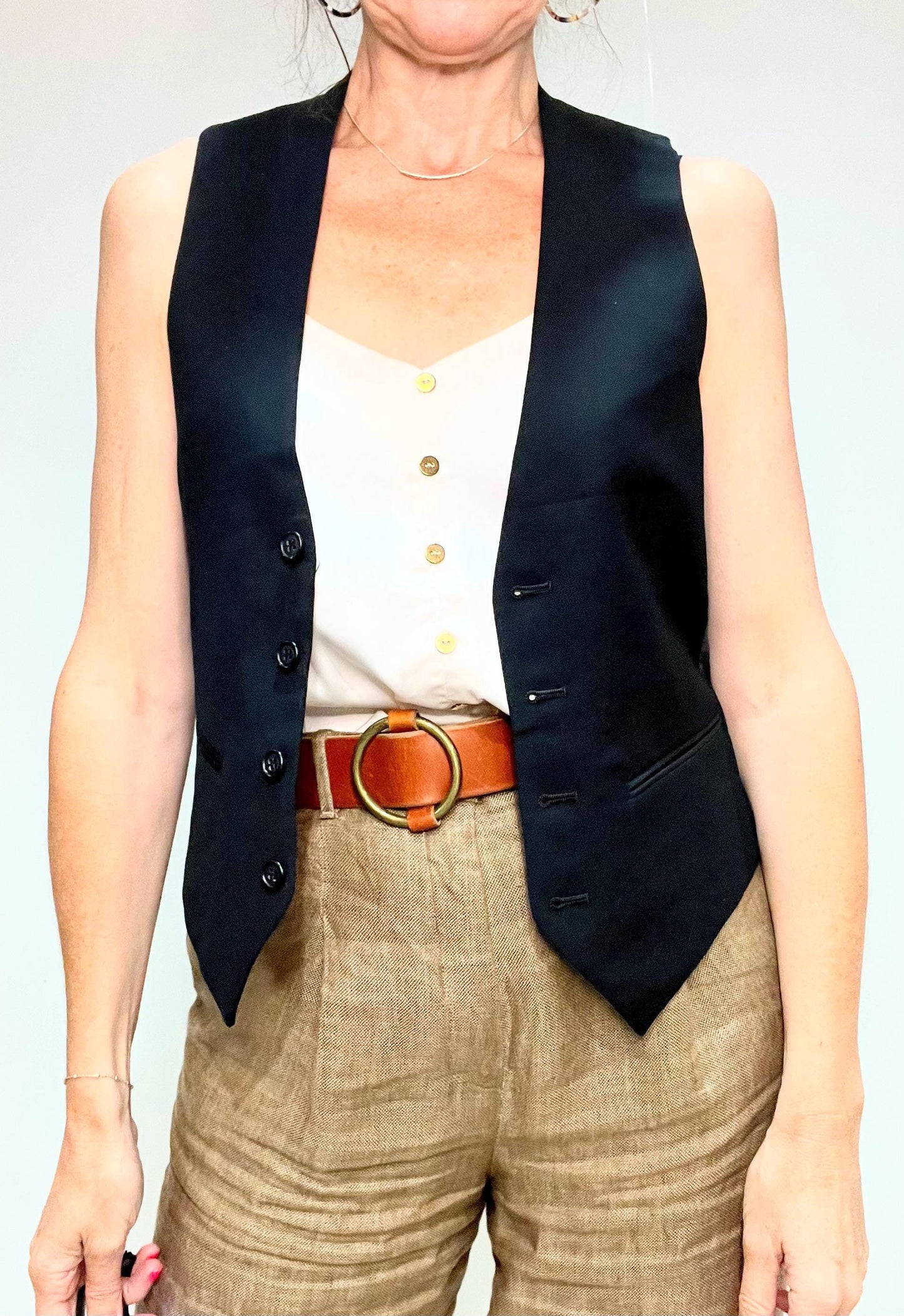 Vintage Waiscoat, Vintage Wool Waistcoat, Black Tailored Vest,Waistcoat For Her, Vintage Tweed Vest, Ladies Waistcoat