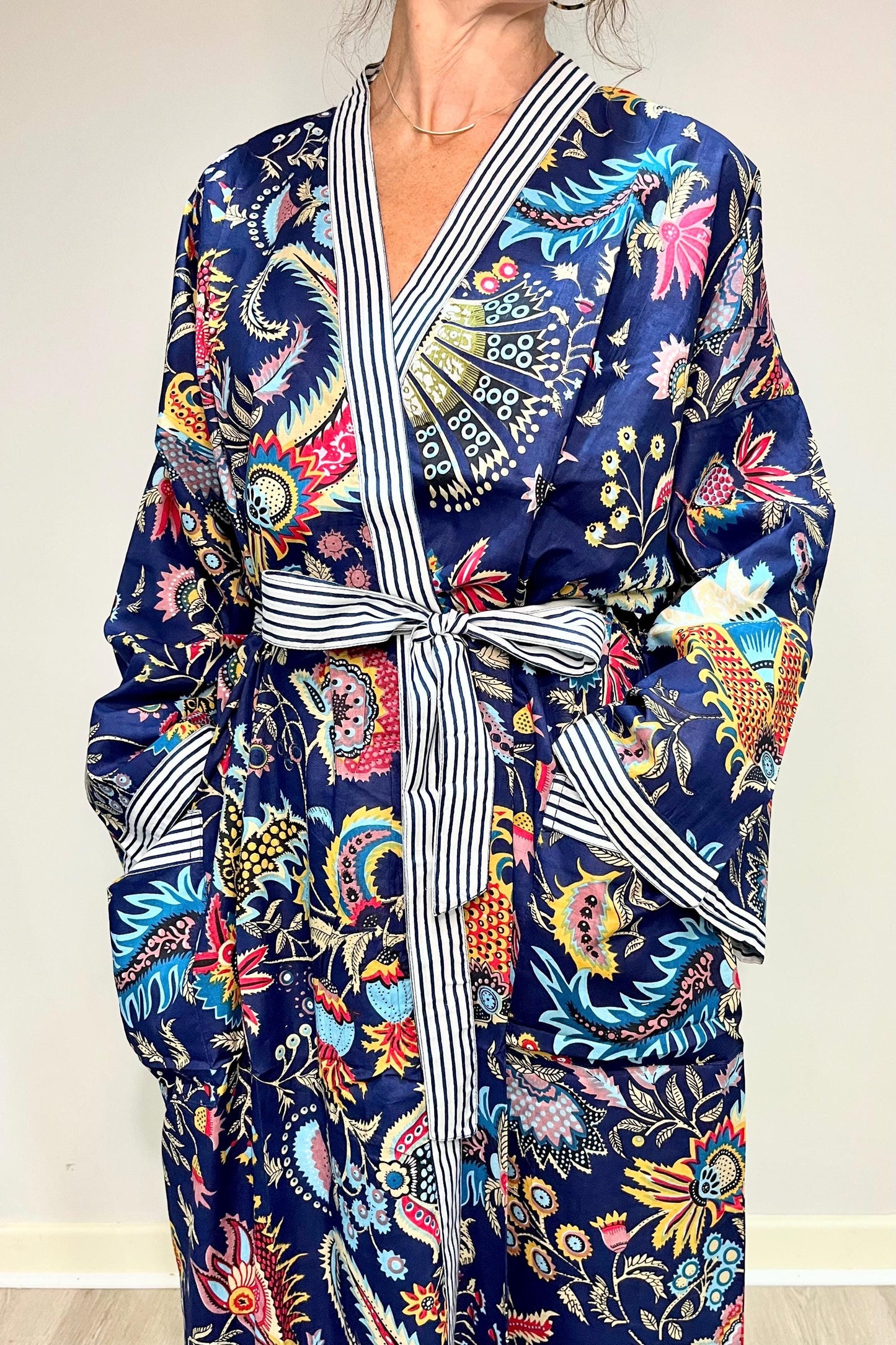 Elegant Cotton Kimono Robe | Floral Japanese Style Dressing Gown | Lightweight Women's Bathrobe | Plus Size Wear | Wedding Getting Ready