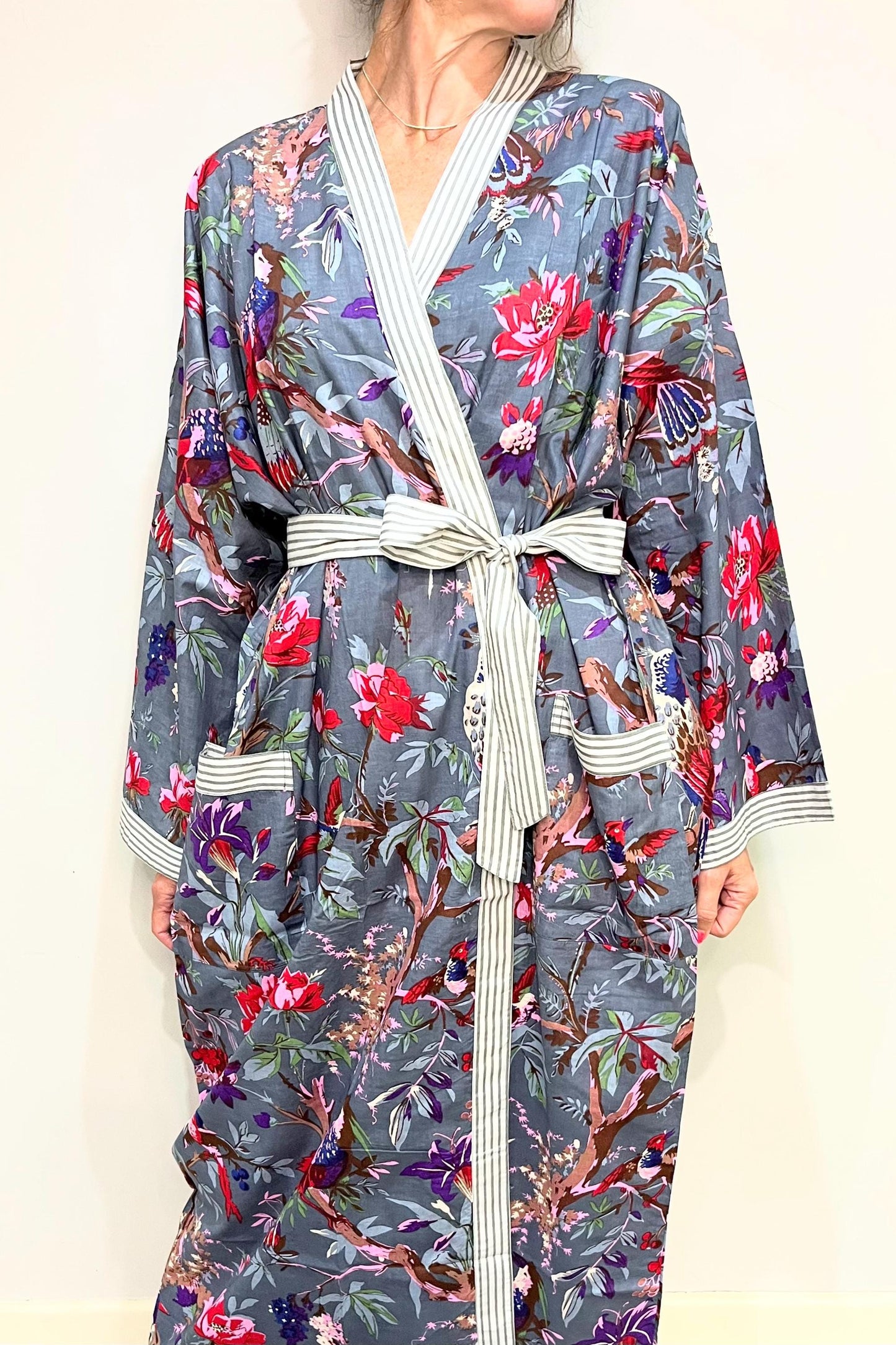 Kimono Robe, Dressing Gown Women, Brides Robe, Womens Dressing Gown, Cotton Dressing Gown, Plus Kimono, Blue Kimono Robe, Plus Size Robe