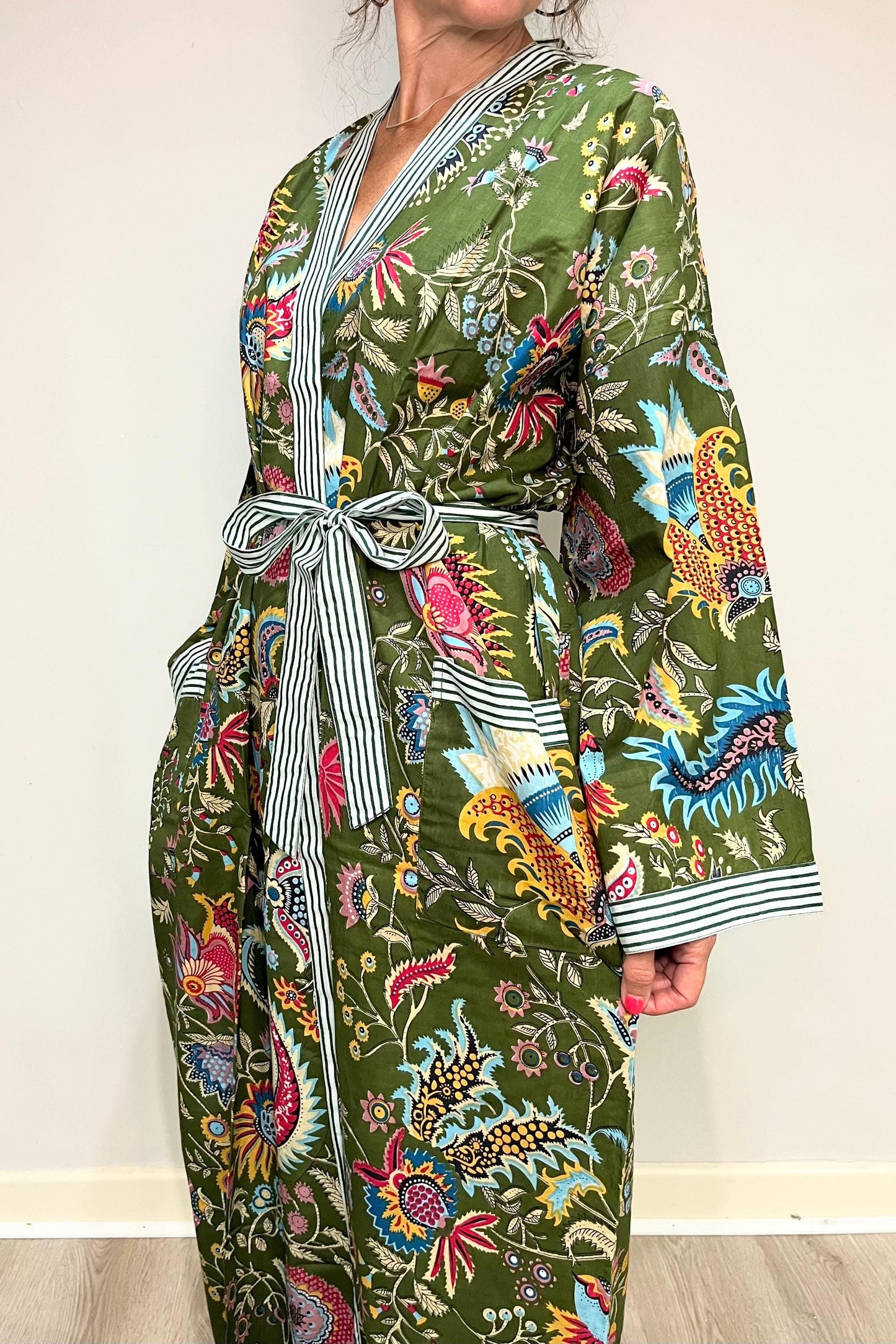 Kimono Robe, Dressing Gown Women, Brides Robe, Womens Dressing Gown, Cotton Dressing Gown, Plus Kimono, Green Kimono Robe, Plus Size Robe