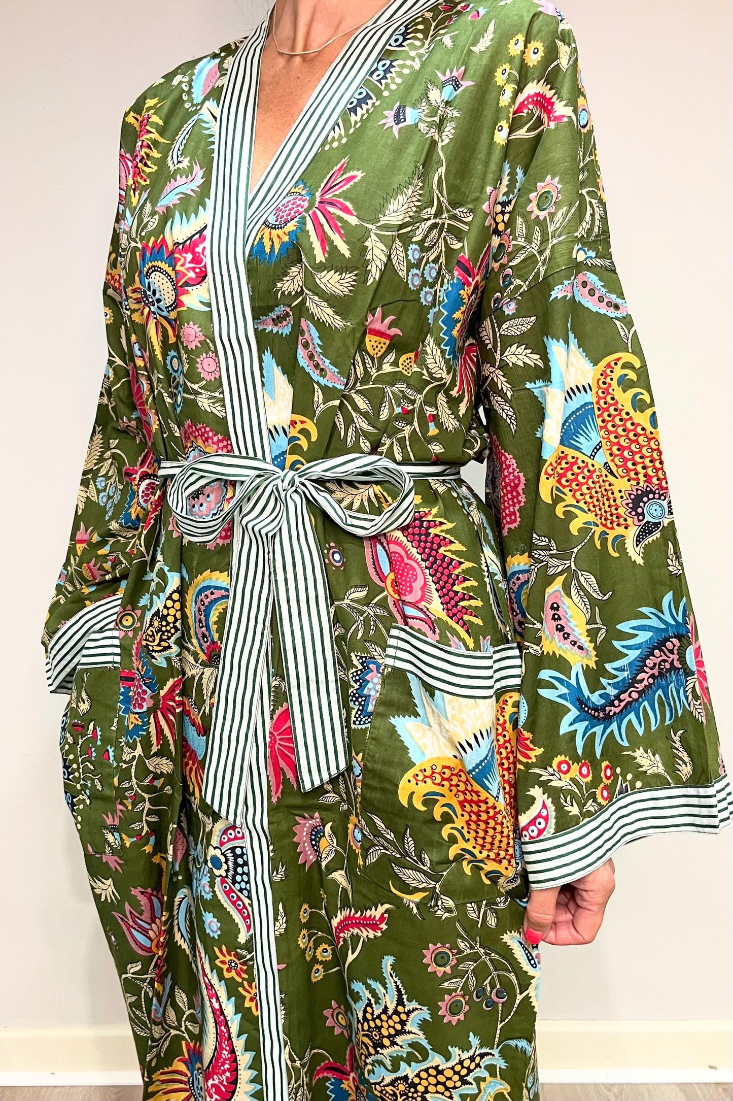 Kimono Robe, Dressing Gown Women, Brides Robe, Womens Dressing Gown, Cotton Dressing Gown, Plus Kimono, Green Kimono Robe, Plus Size Robe