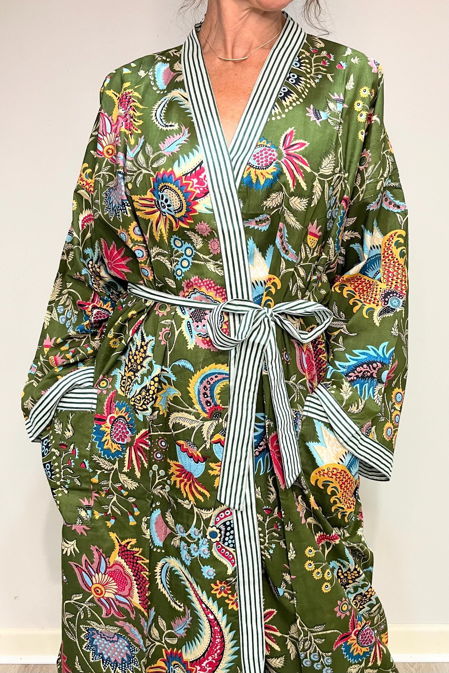 Kimono Robe, Dressing Gown Women, Brides Robe, Womens Dressing Gown, Cotton Dressing Gown, Plus Kimono, Green Kimono Robe, Plus Size Robe