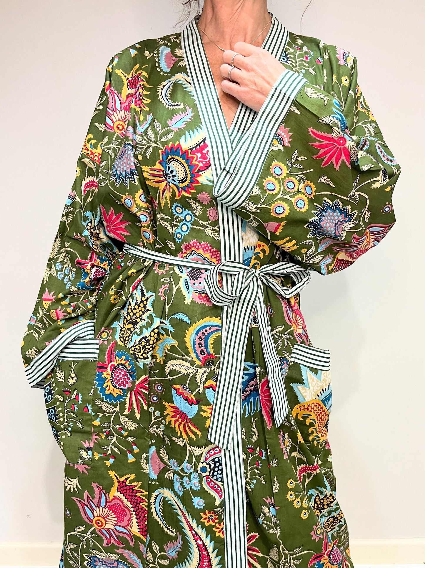 Kimono Robe, Dressing Gown Women, Brides Robe, Womens Dressing Gown, Cotton Dressing Gown, Plus Kimono, Green Kimono Robe, Plus Size Robe
