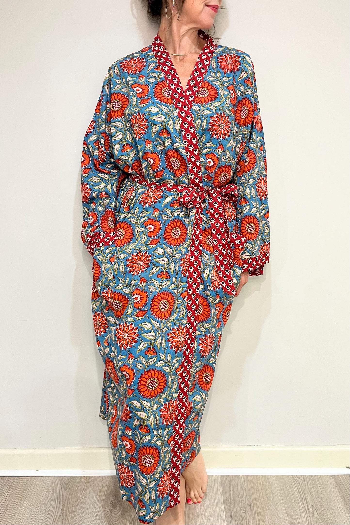 Kimono Robe, Dressing Gown Women, Brides Robe, Womens Dressing Gown, Cotton Dressing Gown, Plus Kimono, Blue Kimono Robe, Plus Size Robe