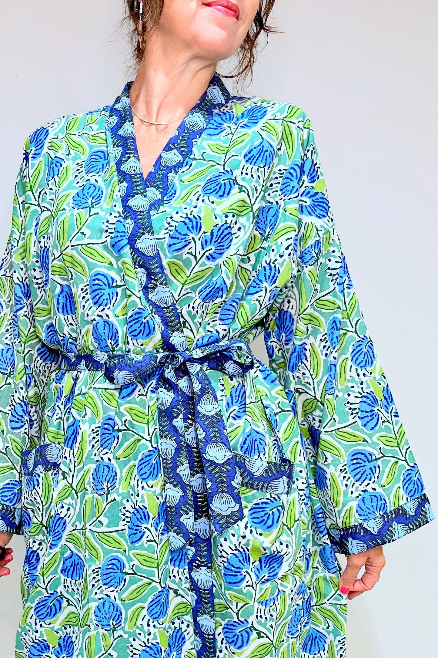 Kimono Robe, Dressing Gown Women, Brides Robe, Womens Dressing Gown, Cotton Dressing Gown, Summer Robe, Green Kimono Robe, Beach Cover Up