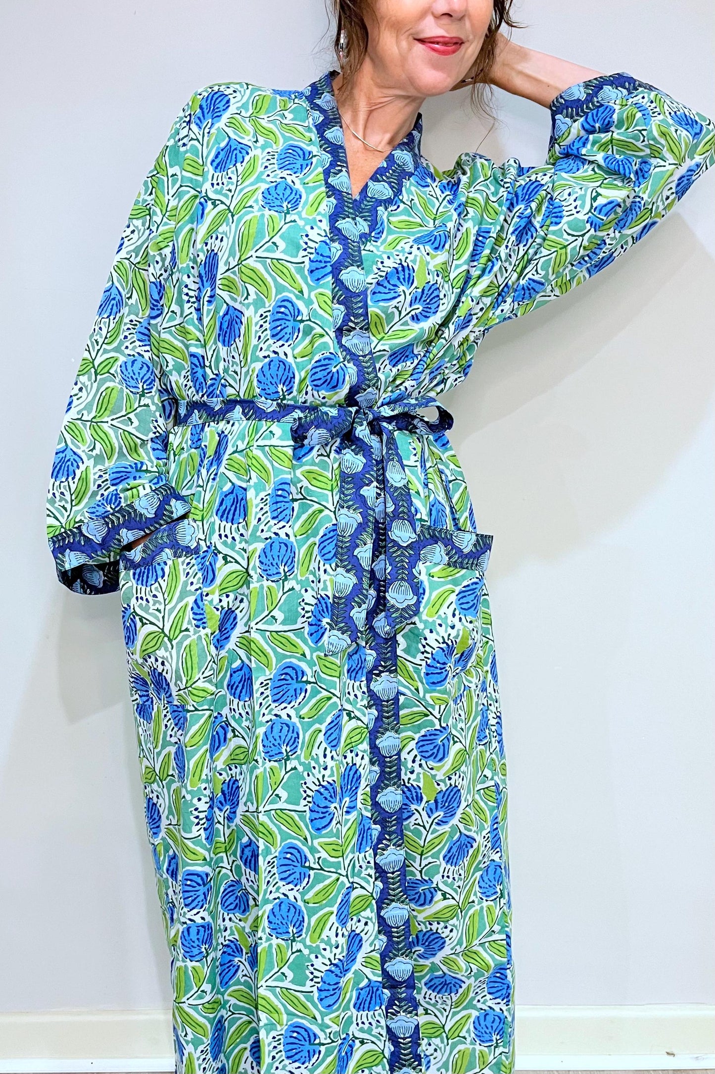 Kimono Robe, Dressing Gown Women, Brides Robe, Womens Dressing Gown, Cotton Dressing Gown, Summer Robe, Green Kimono Robe, Beach Cover Up
