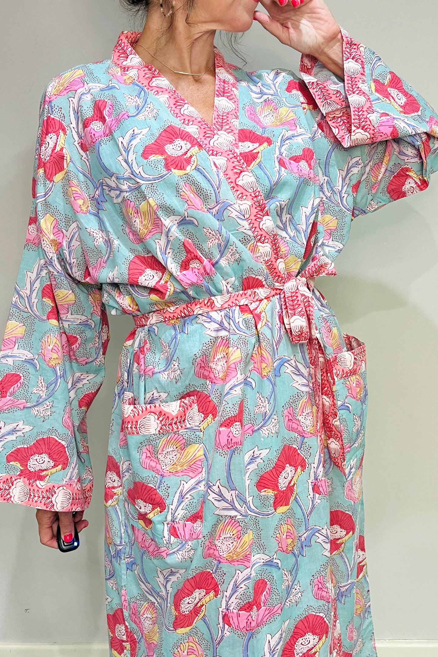 Kimono Robe, Dressing Gown Women, Brides Robe, Womens Dressing Gown, Cotton Dressing Gown, Plus Kimono, Green Kimono Robe, Plus Size Robe