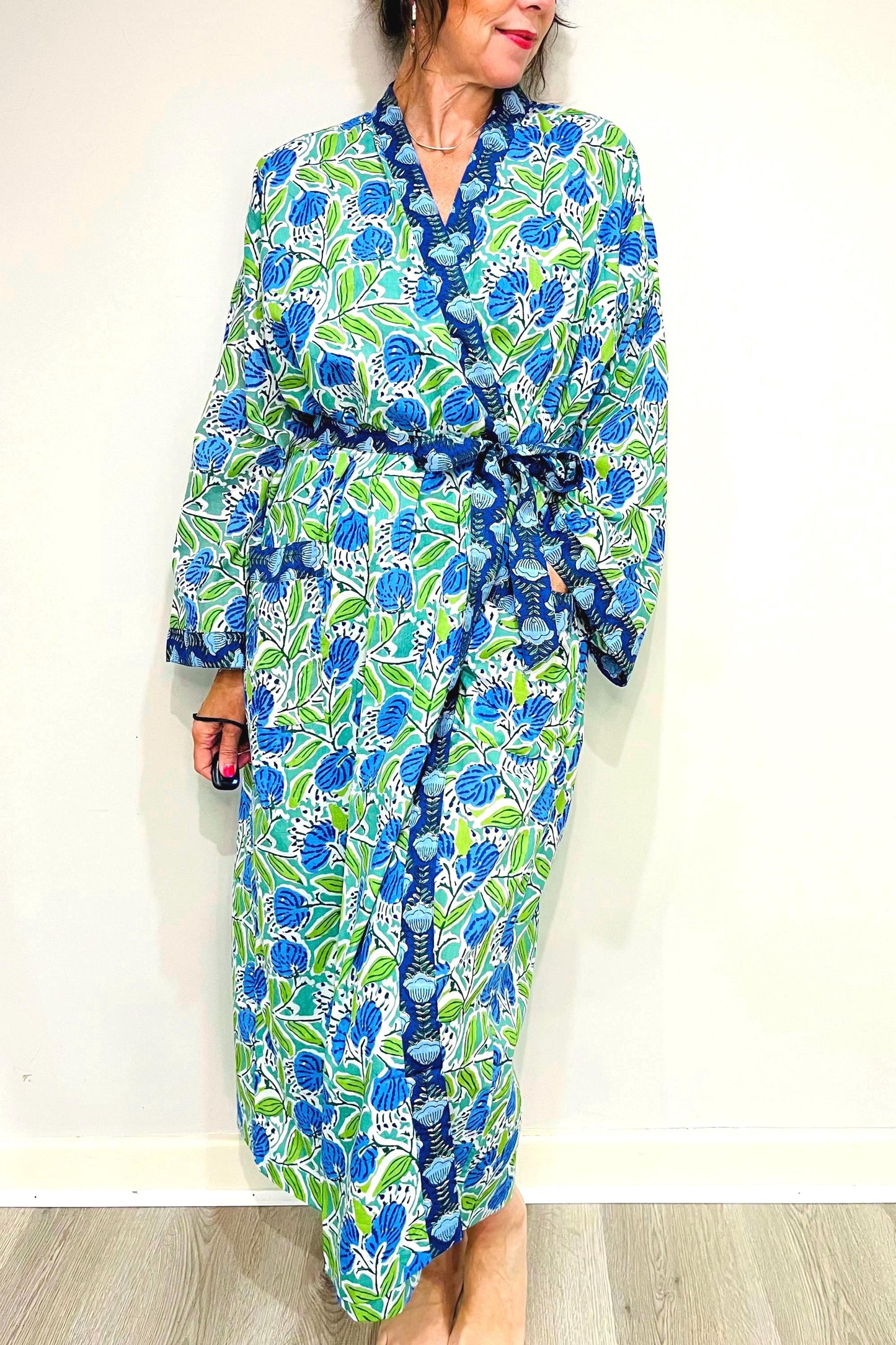 Kimono Robe, Dressing Gown Women, Brides Robe, Womens Dressing Gown, Cotton Dressing Gown, Summer Robe, Green Kimono Robe, Beach Cover Up