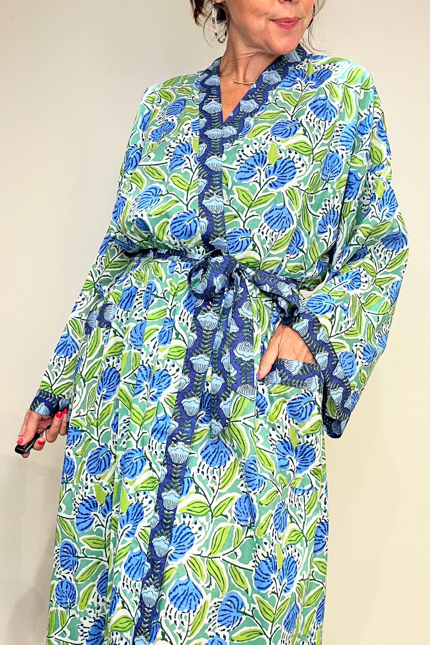 Kimono Robe, Dressing Gown Women, Brides Robe, Womens Dressing Gown, Cotton Dressing Gown, Summer Robe, Green Kimono Robe, Beach Cover Up