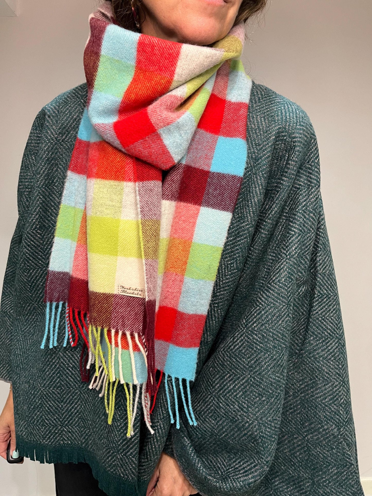 100% Wool Scarf, Yorkshire Wool Wrap, Wool Yarn Scarf, Scarf For Her, Scarf for Him, Wool Scarves, Plaid Scarf, Tartan Wool Scarf,