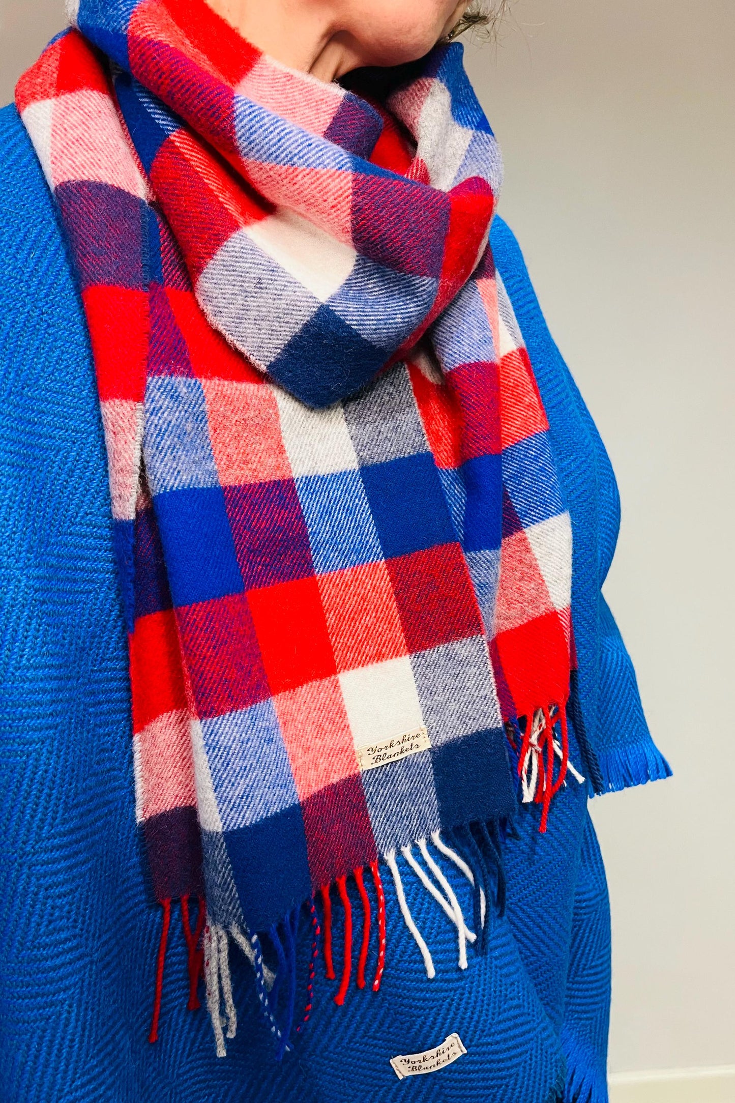 100% Wool Scarf, Yorkshire Wool Wrap, Wool Yarn Scarf, Scarf For Her, Scarf for Him, Wool Scarves, Plaid Scarf, Tartan Wool Scarf,