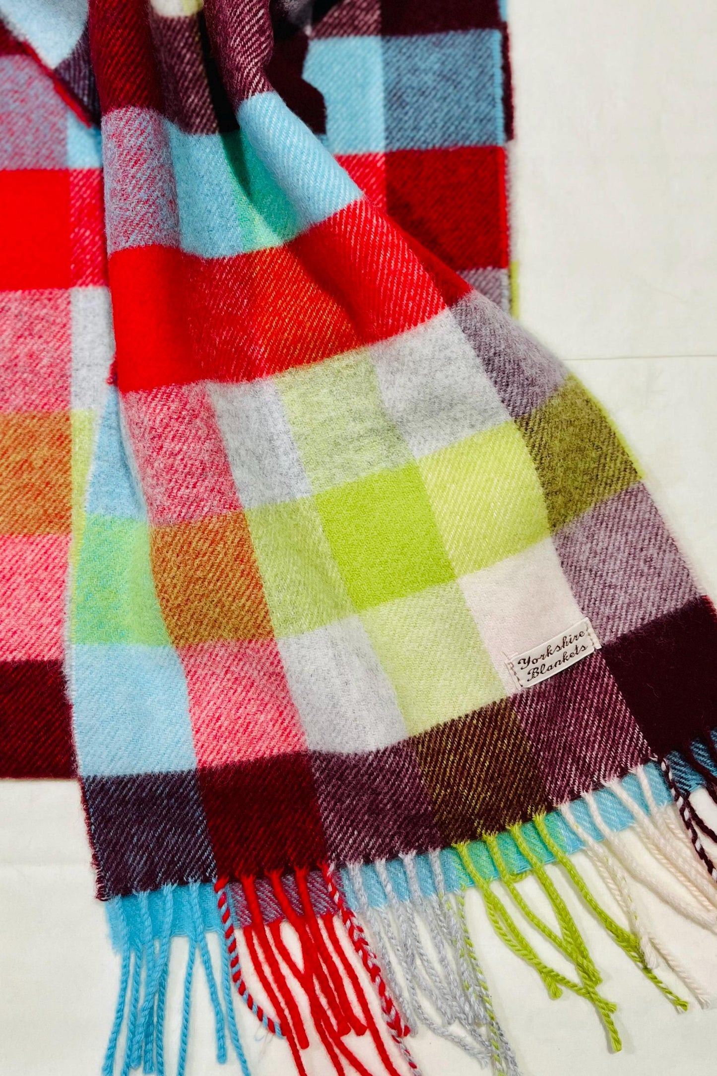 100% Wool Scarf, Yorkshire Wool Wrap, Wool Yarn Scarf, Scarf For Her, Scarf for Him, Wool Scarves, Plaid Scarf, Tartan Wool Scarf,