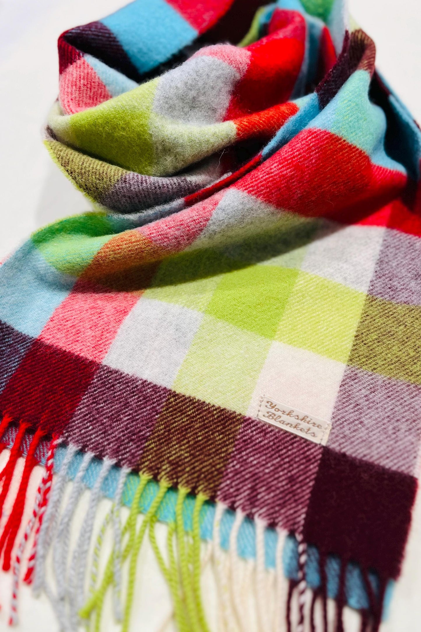 100% Wool Scarf, Yorkshire Wool Wrap, Wool Yarn Scarf, Scarf For Her, Scarf for Him, Wool Scarves, Plaid Scarf, Tartan Wool Scarf,