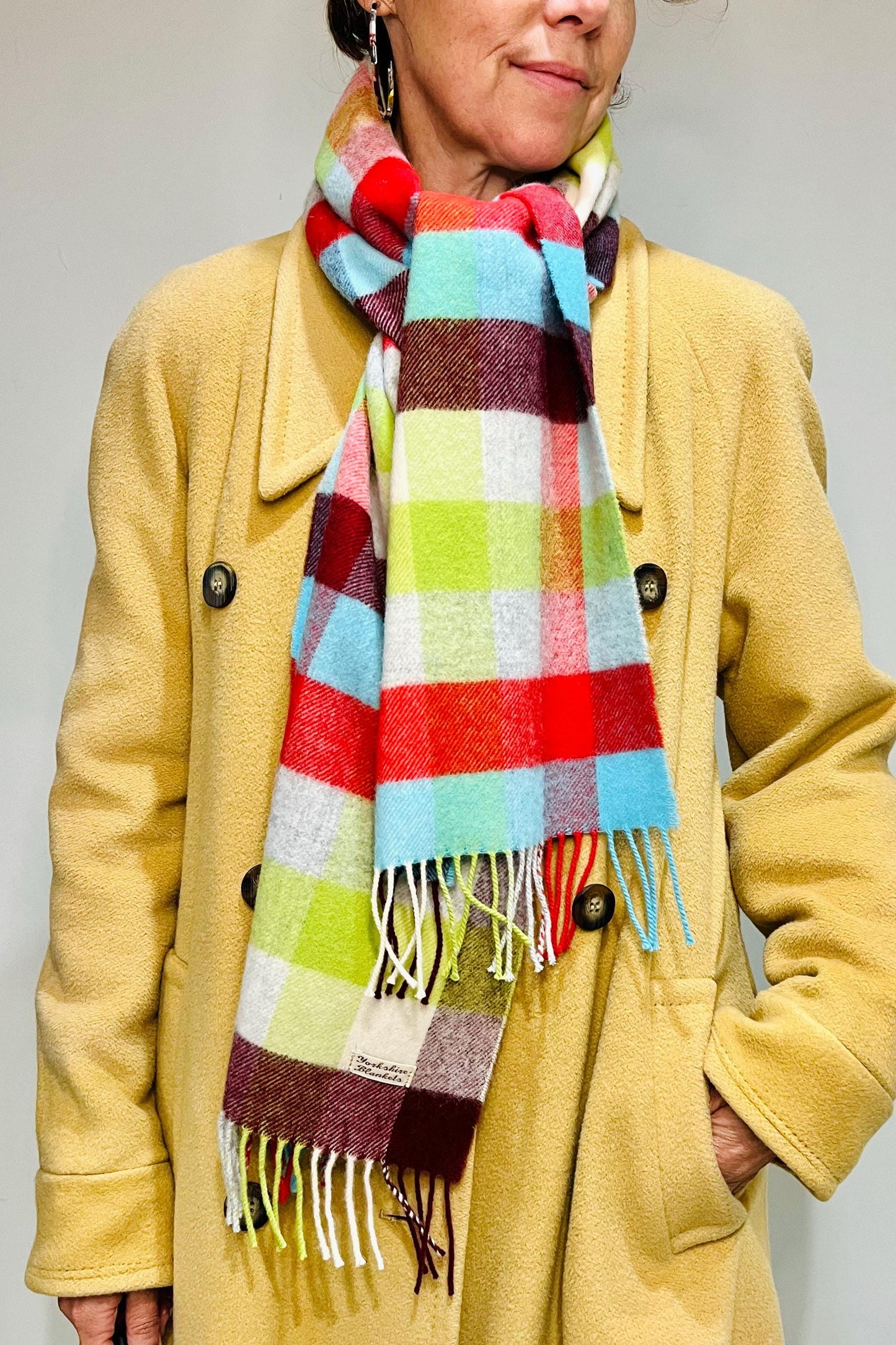 100% Wool Scarf, Yorkshire Wool Wrap, Wool Yarn Scarf, Scarf For Her, Scarf for Him, Wool Scarves, Plaid Scarf, Tartan Wool Scarf,