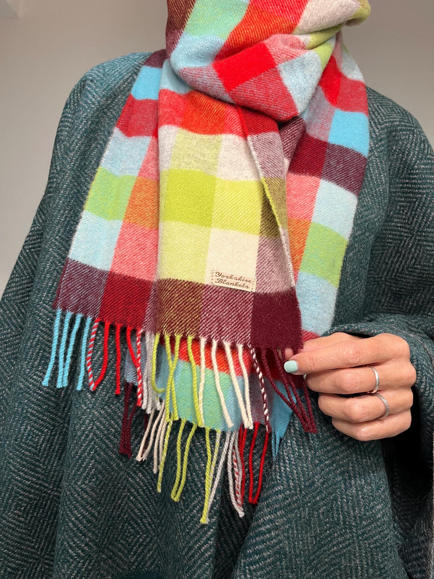 100% Wool Scarf, Yorkshire Wool Wrap, Wool Yarn Scarf, Scarf For Her, Scarf for Him, Wool Scarves, Plaid Scarf, Tartan Wool Scarf,