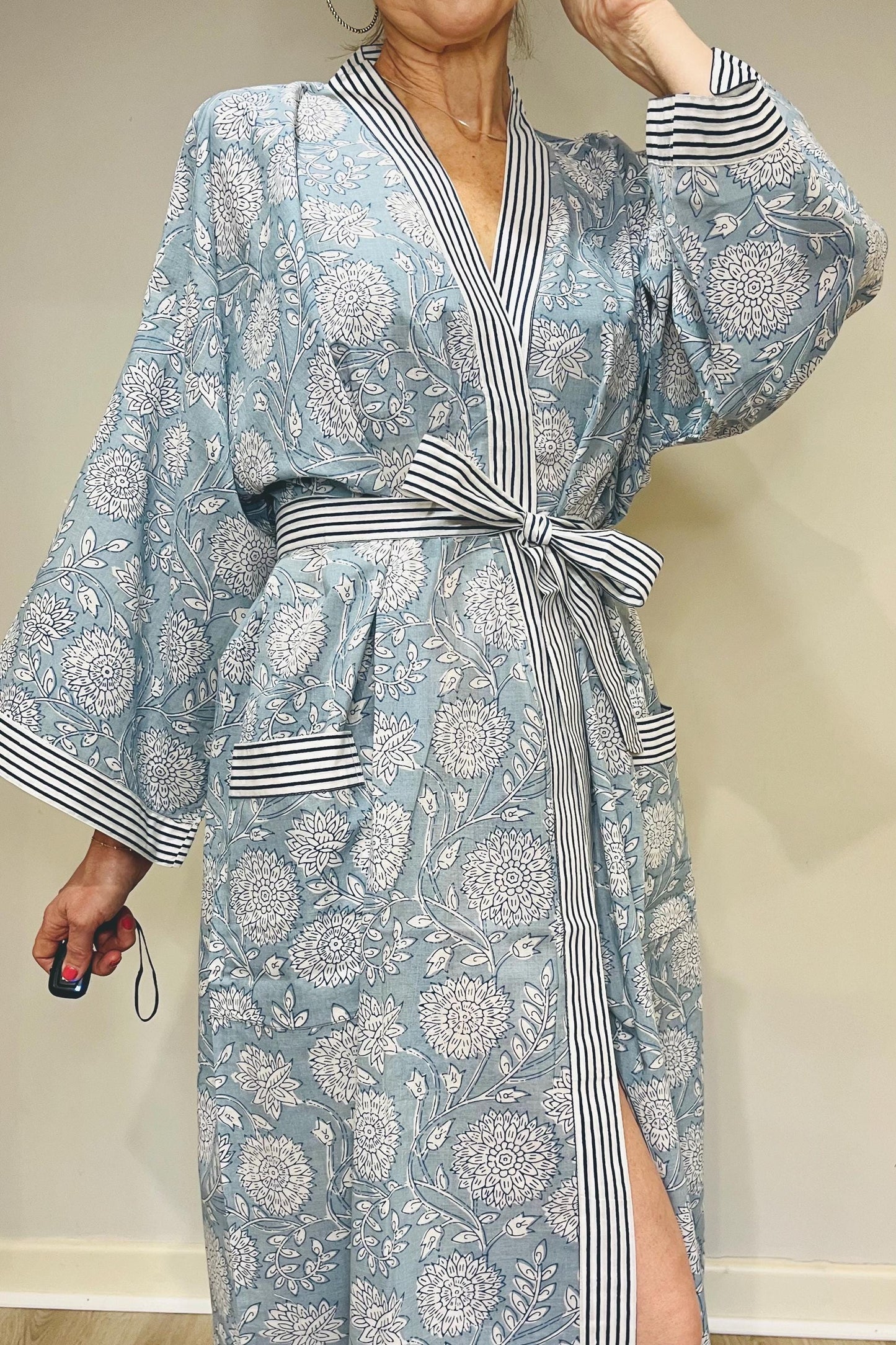 Kimono Robe, Dressing Gown Women, Brides Robe, Womens Dressing Gown, Cotton Dressing Gown, Plus Kimono, Blue Kimono Robe, Plus Size Robe