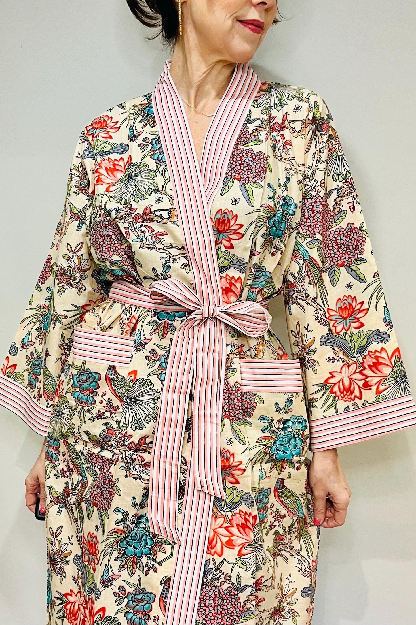 Kimono Robe, Dressing Gown Women, Brides Robe, Womens Dressing Gown, Cotton Dressing Gown, Plus Kimono, Pink Kimono Robe, Plus Size Robe